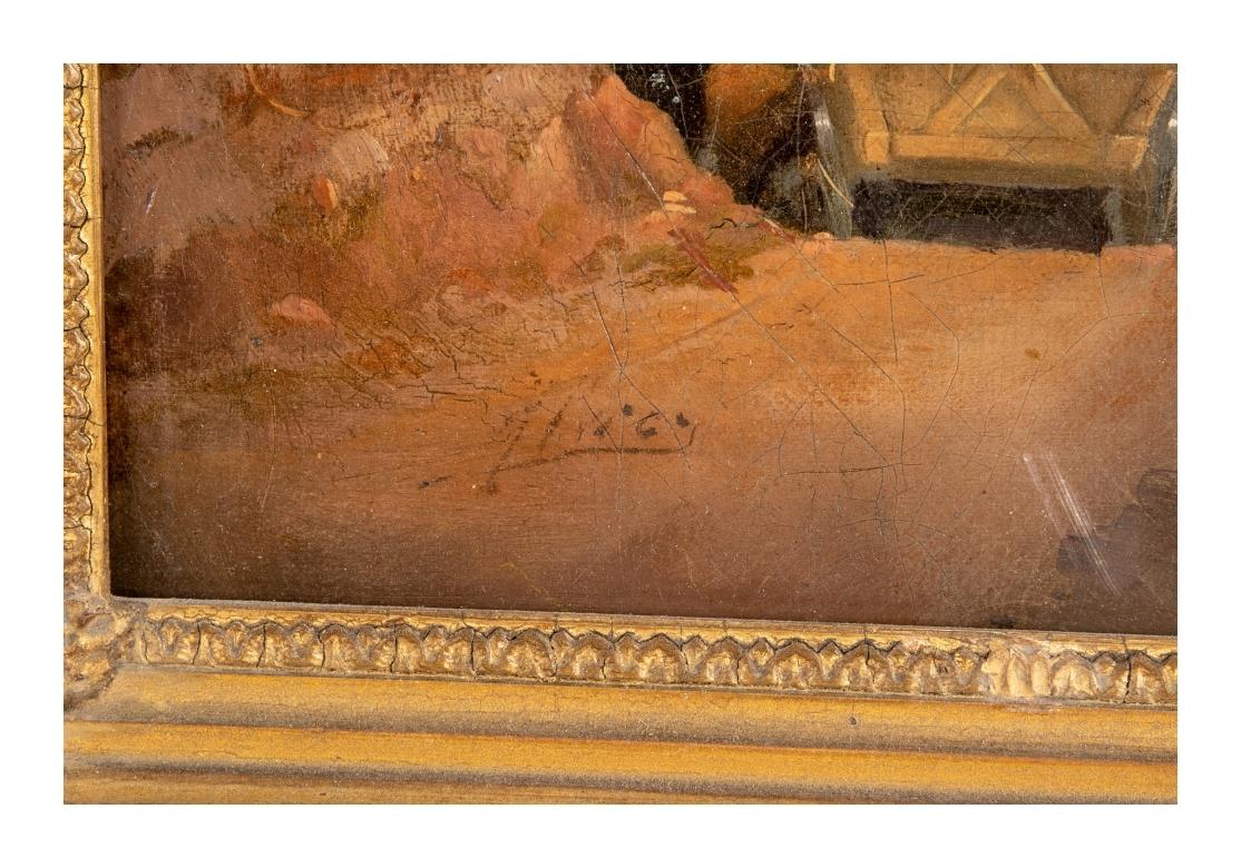 H. Percy, Óleo sobre tabla de finales del siglo XIX, Carro de granjero en un paisaje rural en venta 2