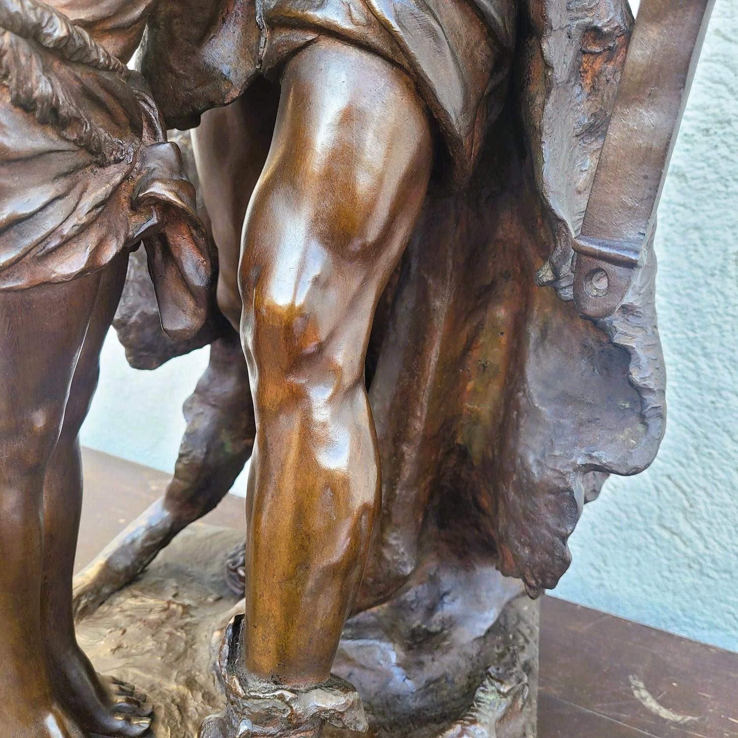 H. Plé (1853-1922), Siot-Decauville, I Galli, bronzo firmato di grandi dimensioni, fine del XIX sec. In condizioni buone in vendita a MARSEILLE, FR