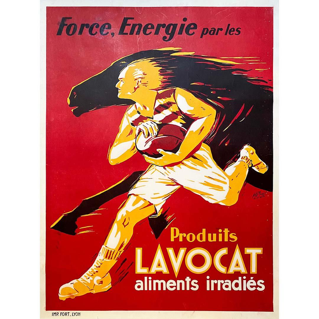 Original Art Deco Plakat Lavocat Aliments Irradiés "Force Energie..." – Print von H. Prost