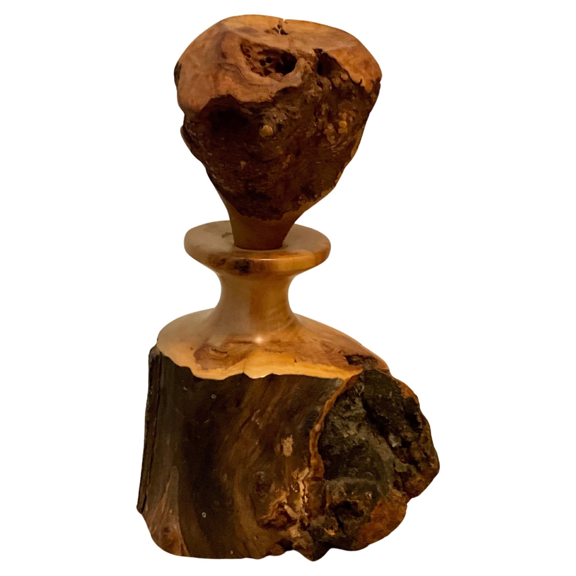 H. Quarles 1991 Signed Burl Wood Freeform Live Edge Bottle Sculpture For Sale