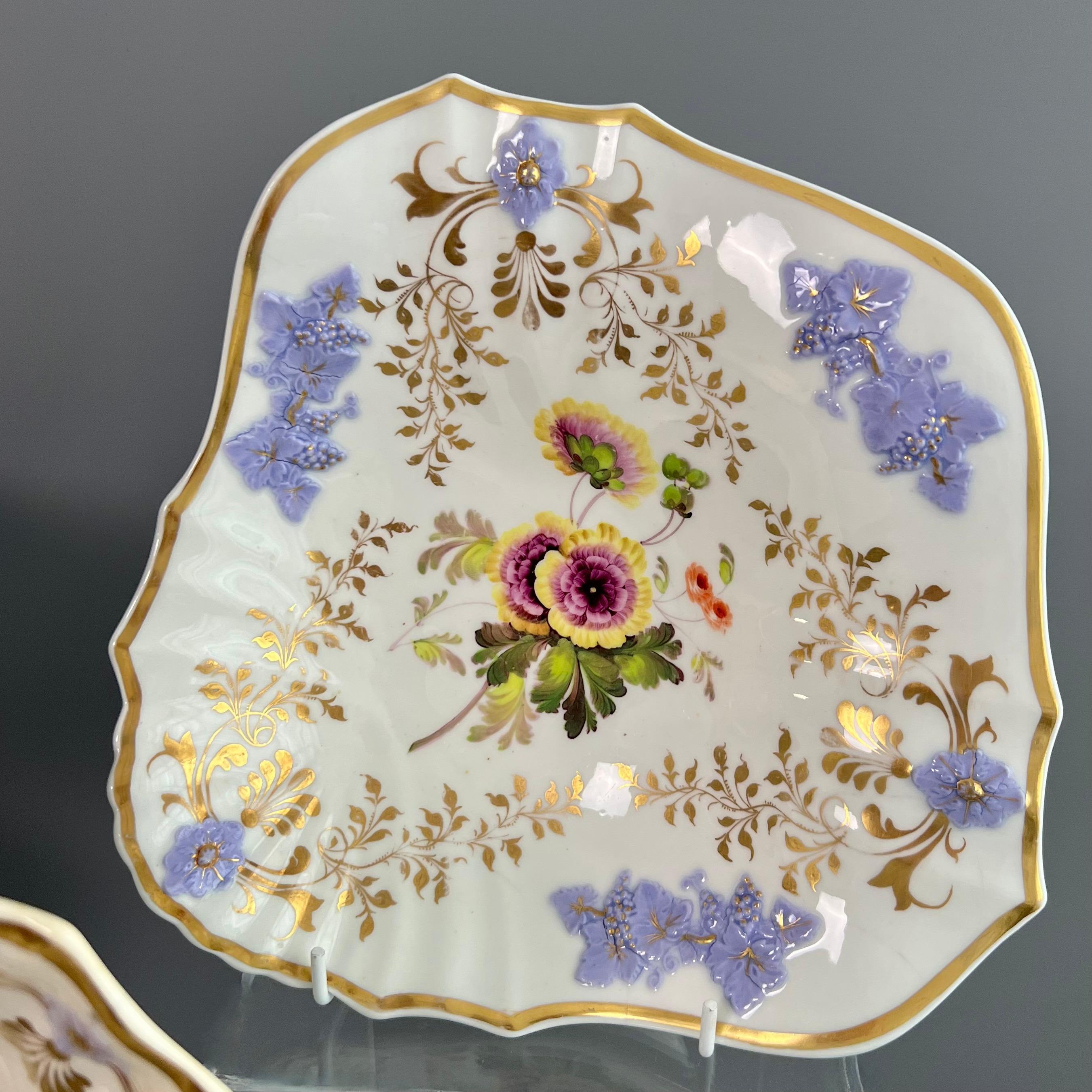 H & R Daniel Dessert Service, Floral with Lilac Sprigging, Regency, 1824 For Sale 4