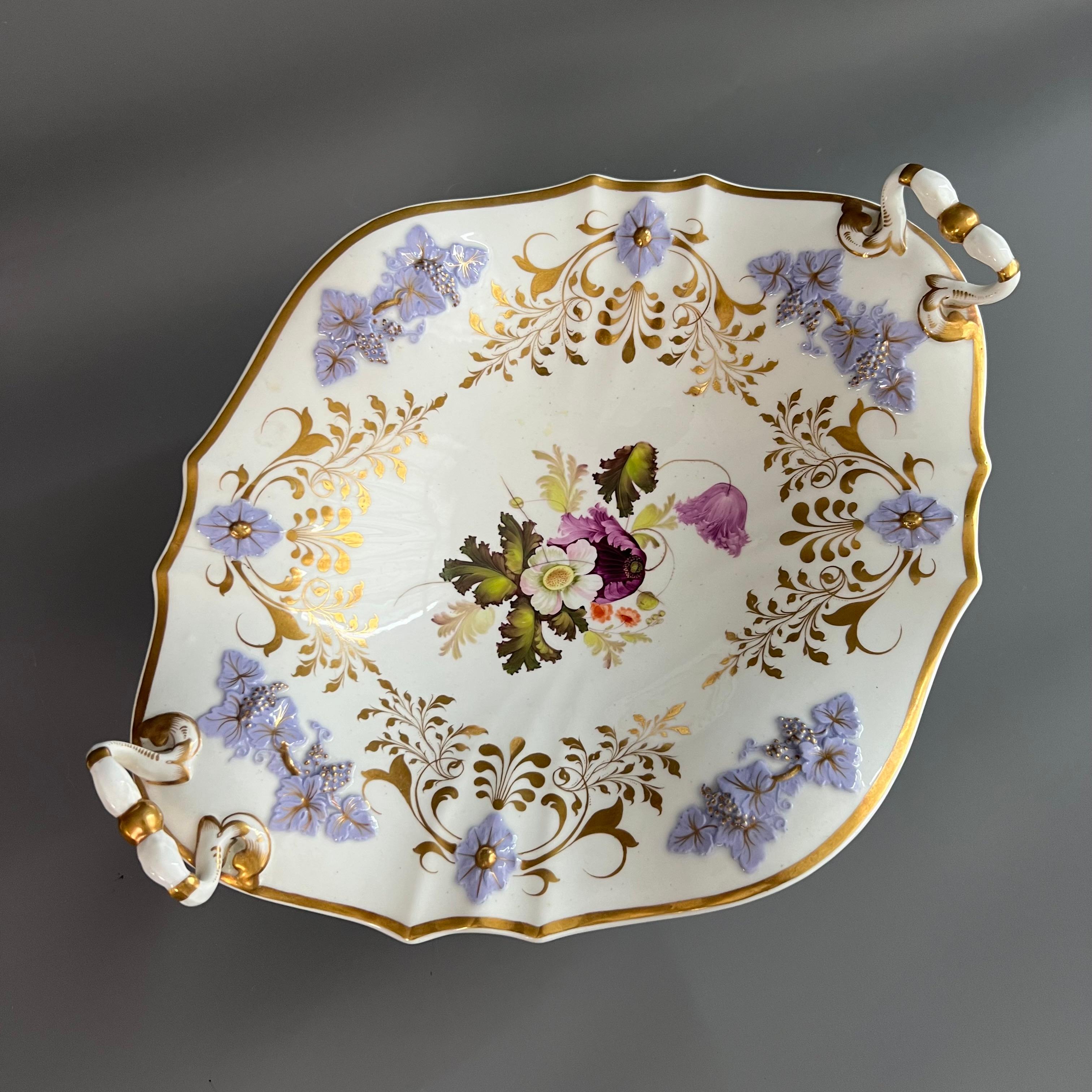English H & R Daniel Dessert Service, Floral with Lilac Sprigging, Regency, 1824 For Sale