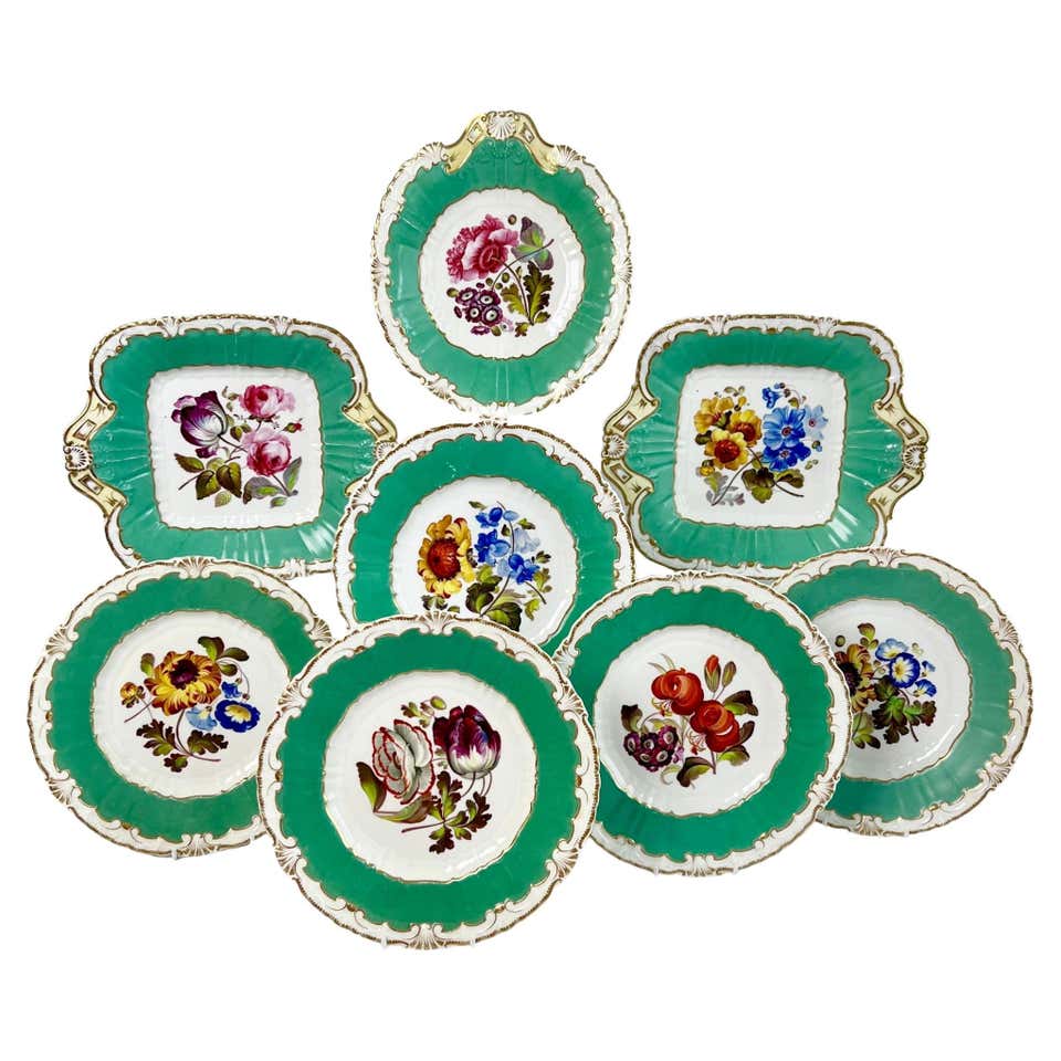 Hilditch Porcelain Plate, Apple Green, Fruits and Flowers, Rococo ...