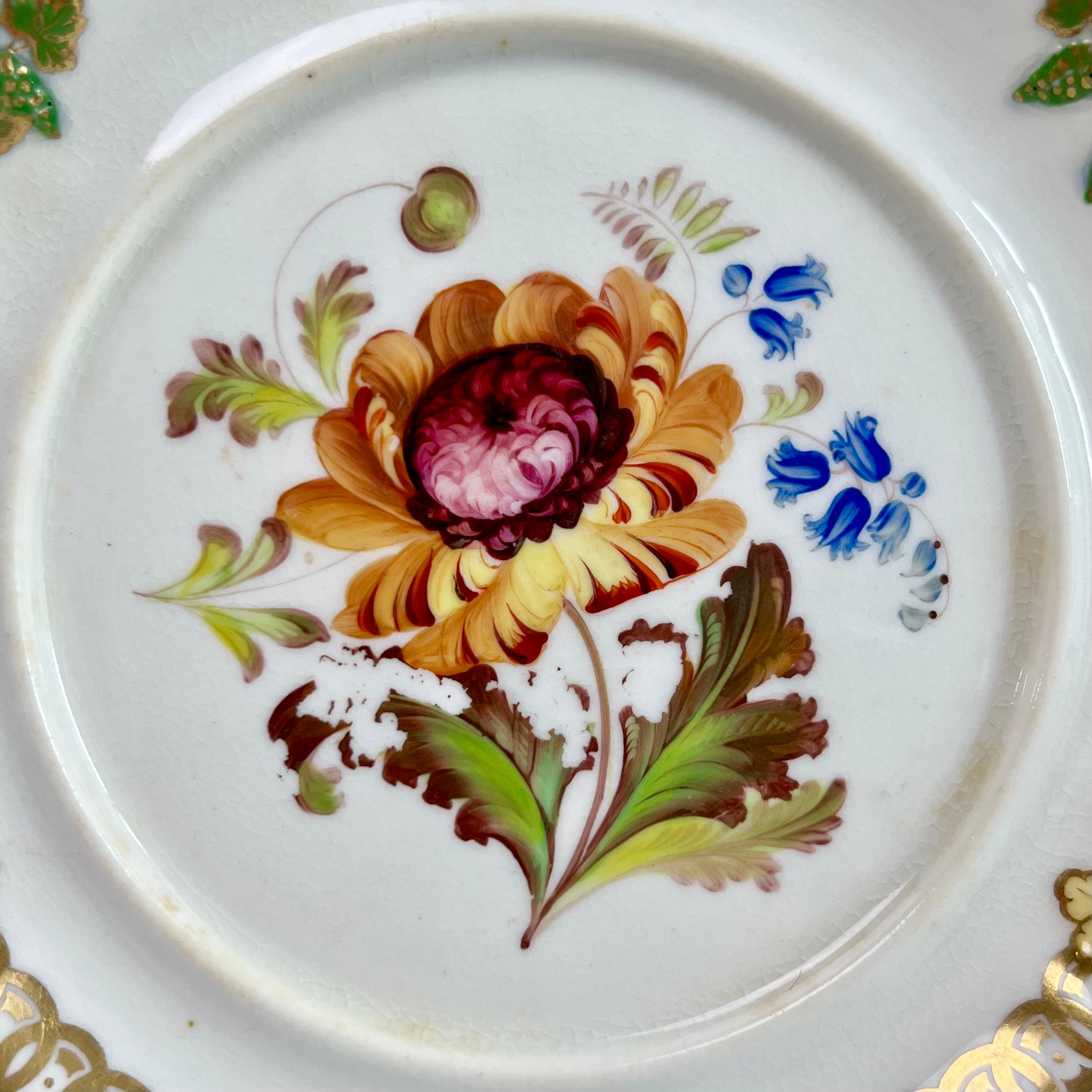 English H & R Daniel Plate, Shrewsbury Shape, Yellow Ranunculus, Regency Ca 1827 A/F