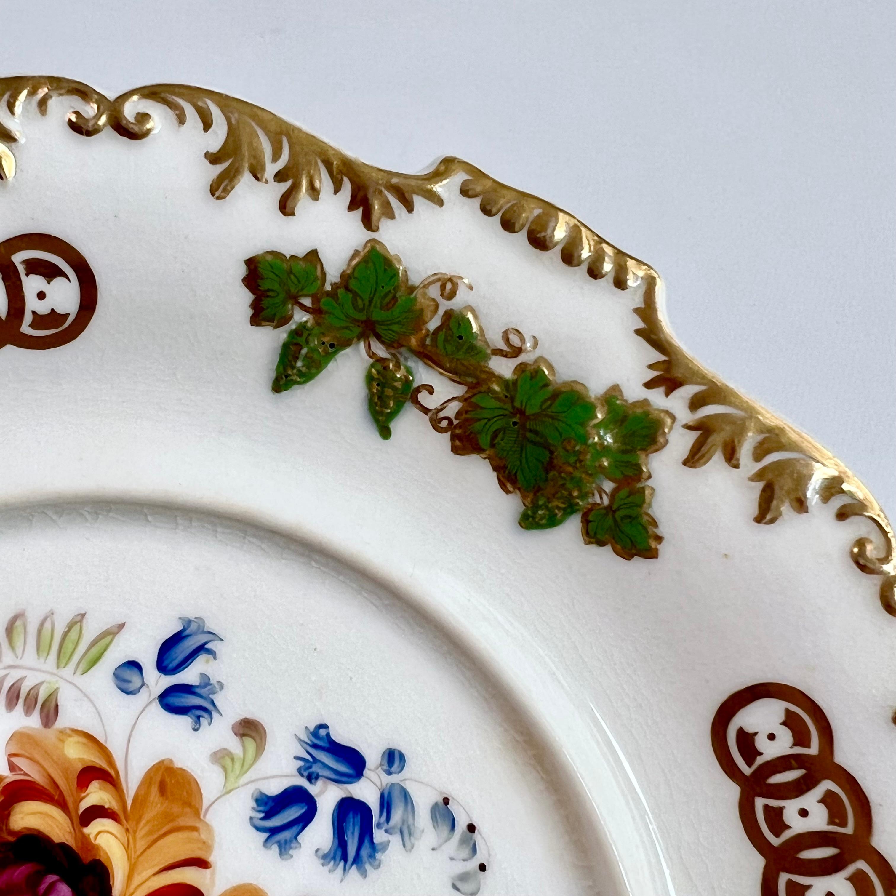 Porcelain H & R Daniel Plate, Shrewsbury Shape, Yellow Ranunculus, Regency Ca 1827 A/F