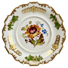 Antique H & R Daniel Plate, Shrewsbury Shape, Yellow Ranunculus, Regency Ca 1827 A/F