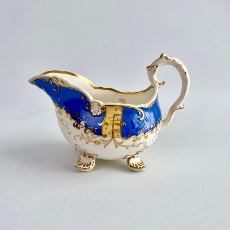 H & R Daniel Porcelain Teapot Set, Royal Blue and Gilt, Rococo Revival, 1831 In Good Condition For Sale In London, GB