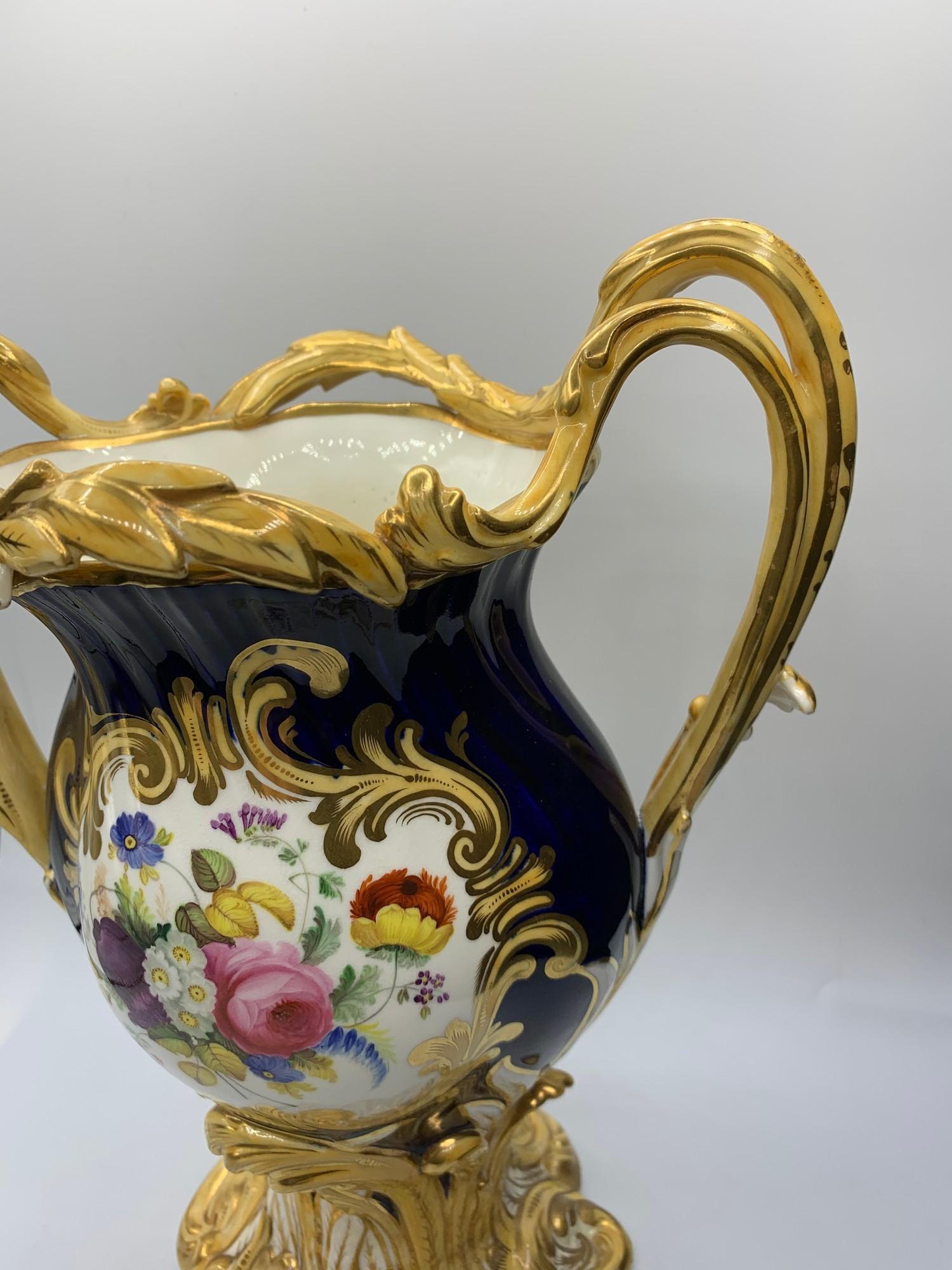 English H & R Daniel Floral Laurels Hand painted 19th Century Decorative Vases For Sale 7