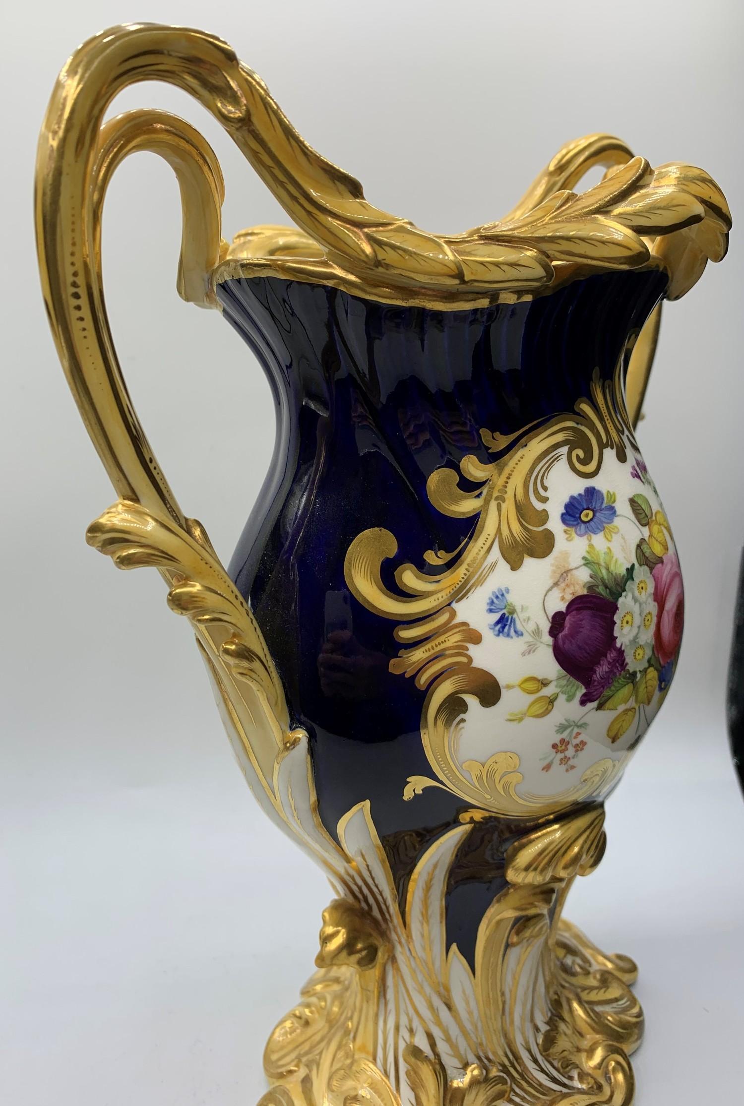 British English H & R Daniel Floral Laurels Hand painted 19th Century Decorative Vases For Sale