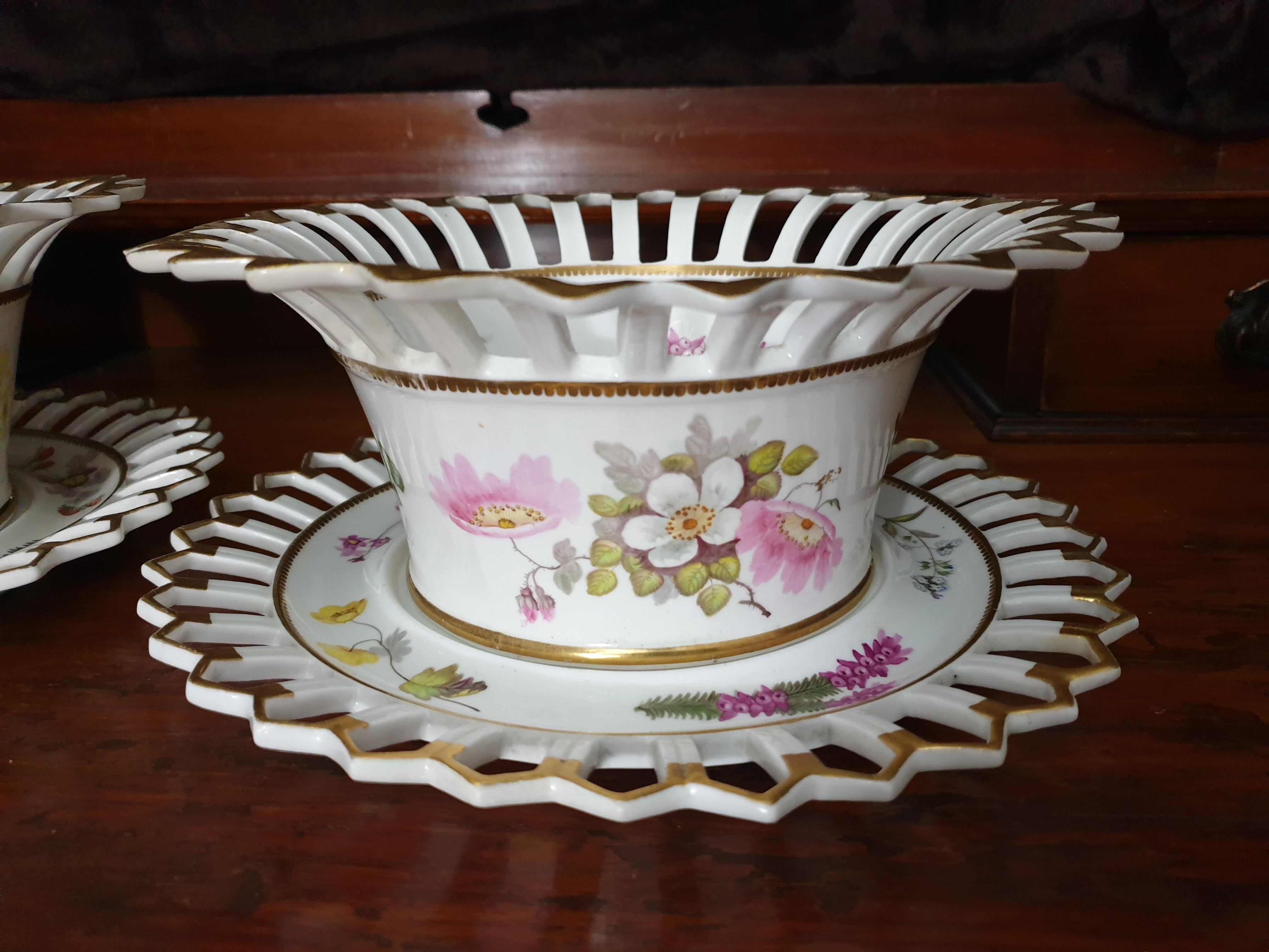 19th Century H & R Daniel Ice Pail Reticulated Fruit Bowls or Stands By William Pollard For Sale