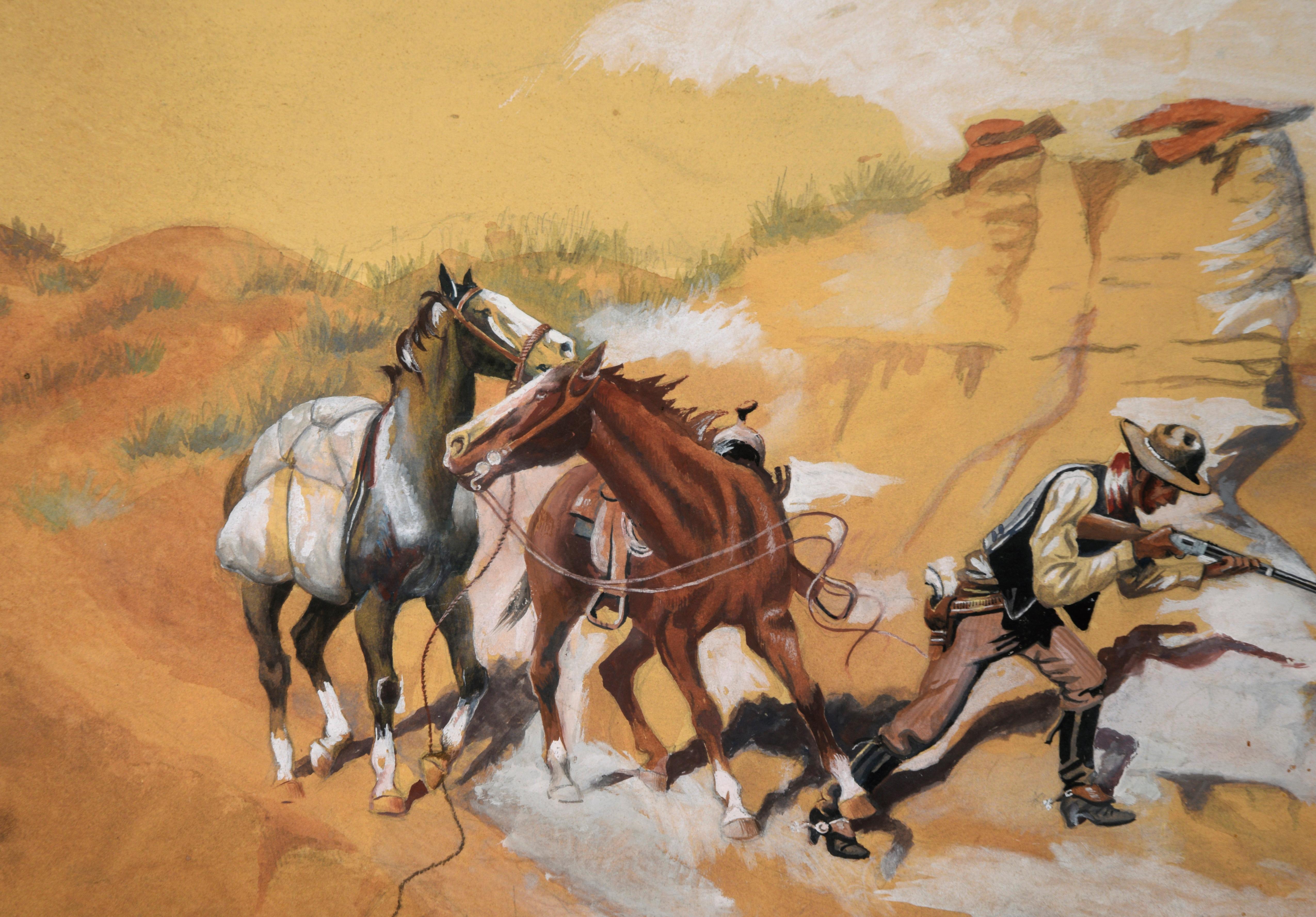 Cowboy Hunting Pronghorn Deer (