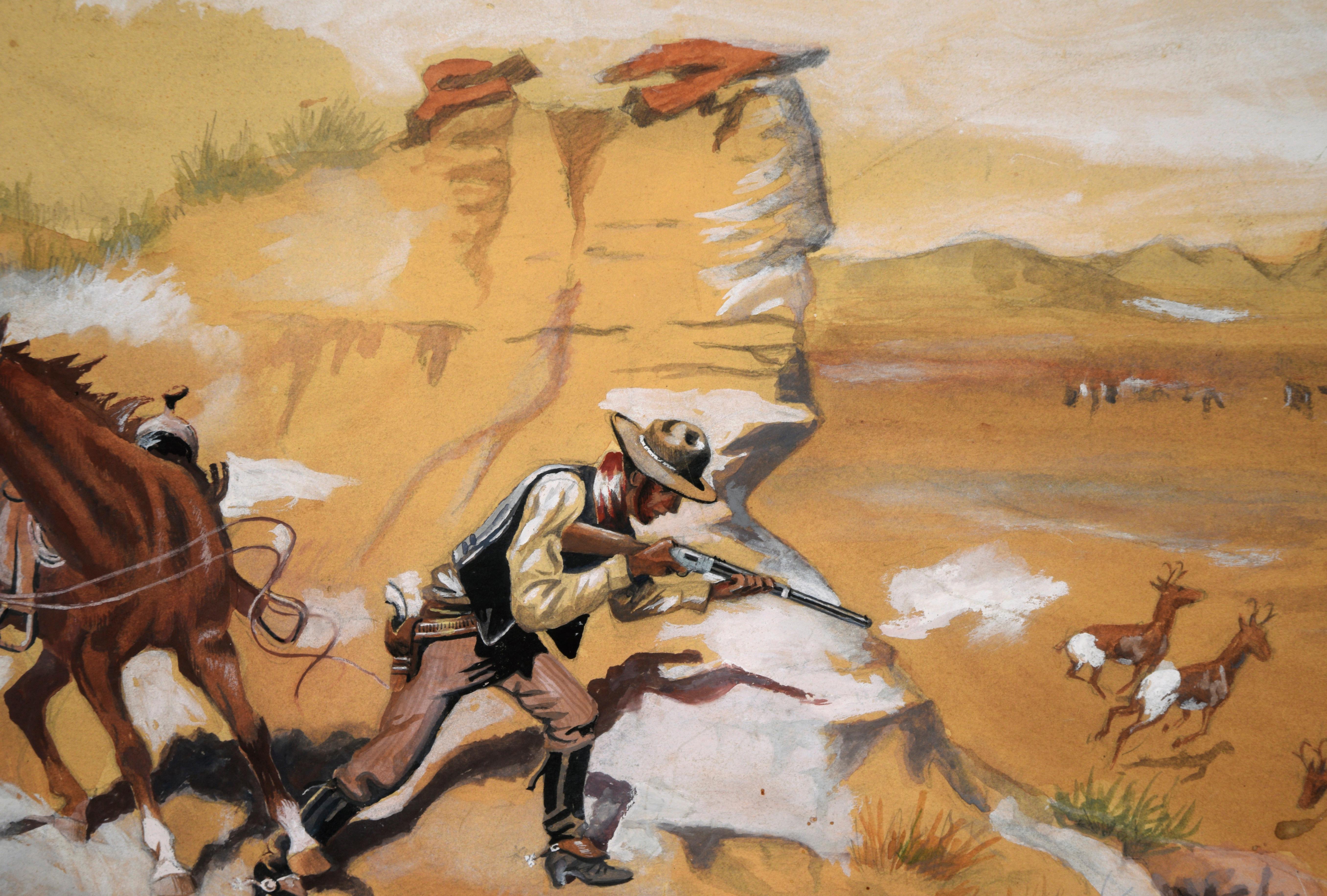 Cowboy Hunting Pronghorn Deer (