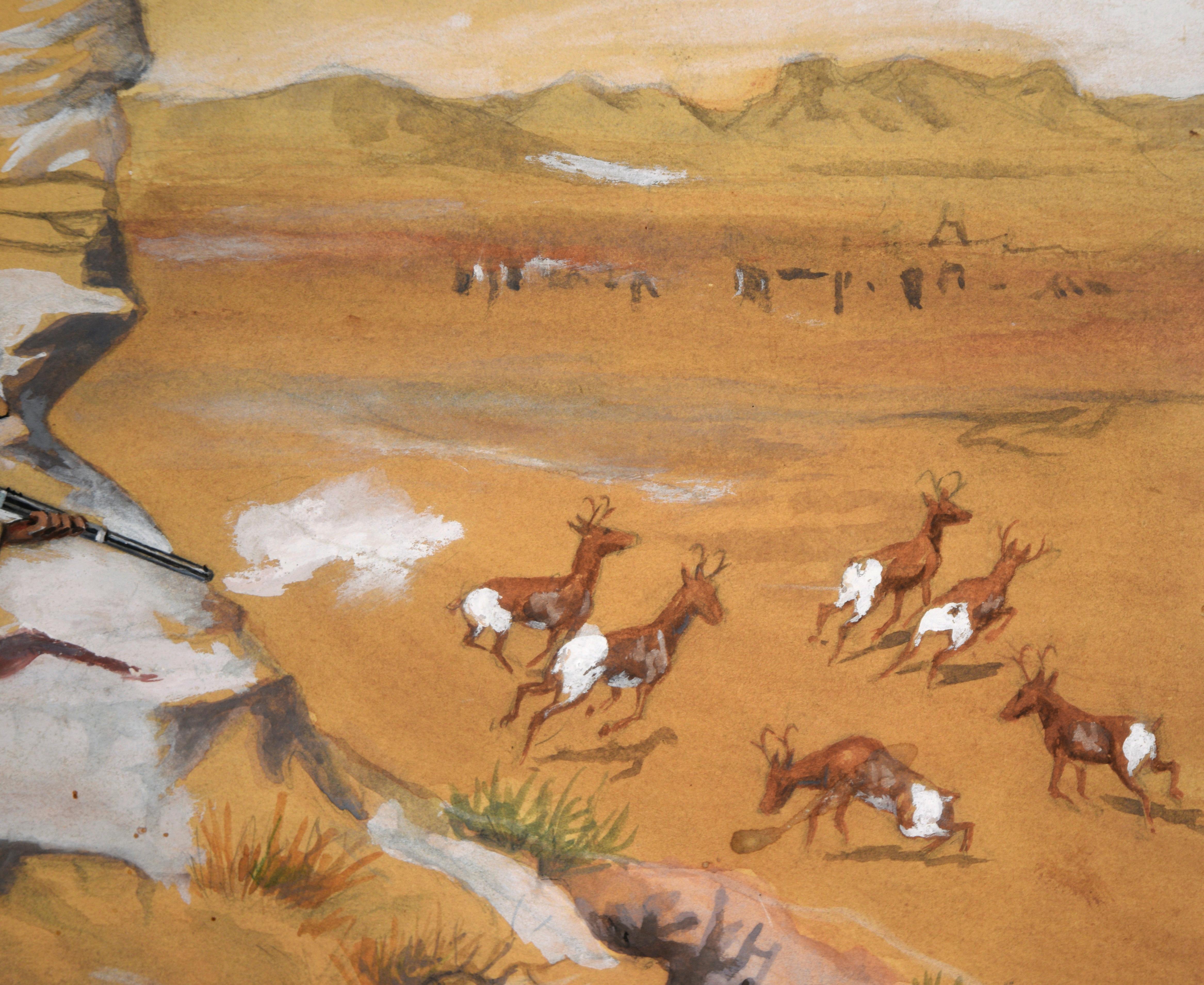 Cowboy Hunting Pronghorn Deer (