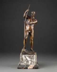 H. Riese : "Bower", scultura in bronzo patinato, C.C. 1930