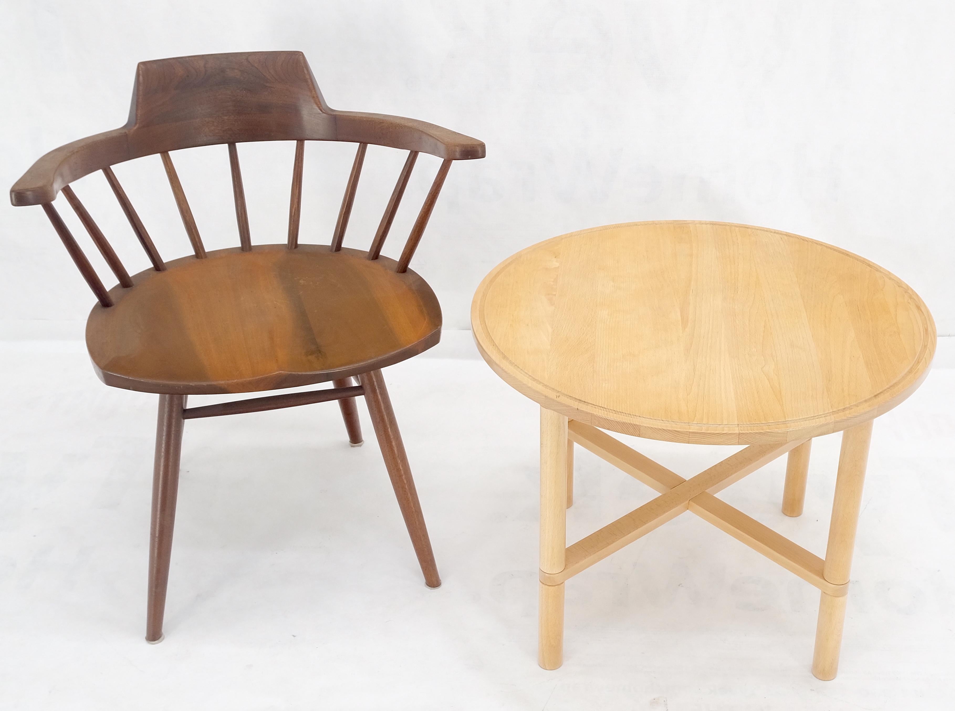 H/S Haslev Danish Mid Century Modern Round Birch Side End Table Stand on Dowel Legs MINT !