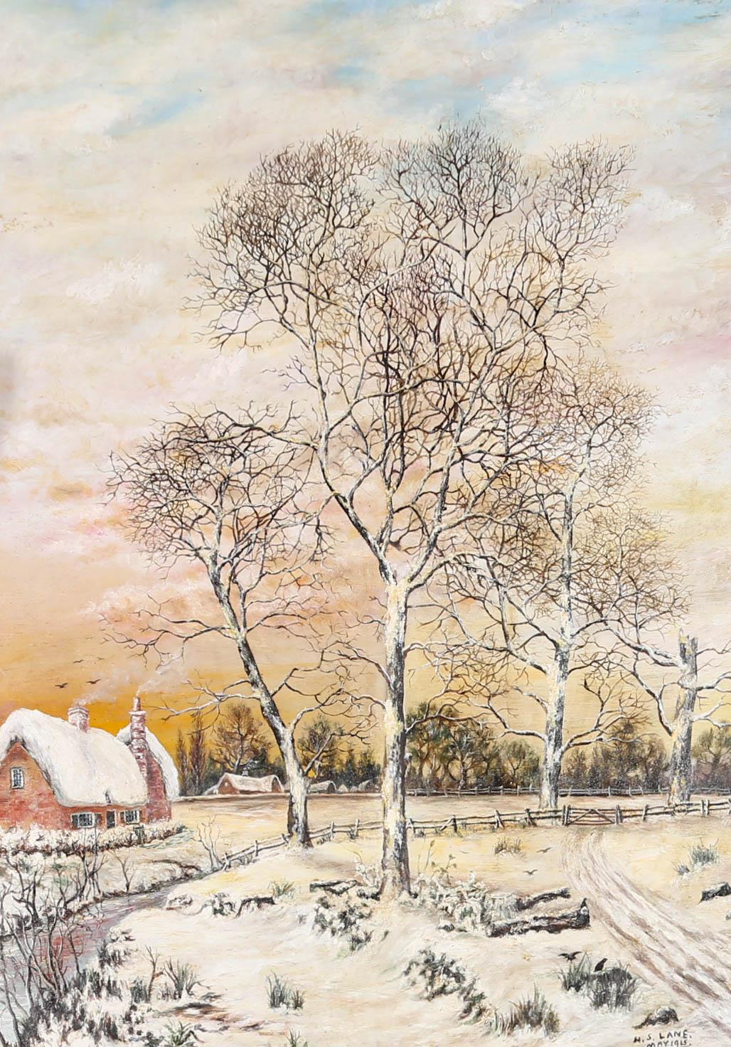 H. S. Lane - 1915 Oil, Winter Snow For Sale 3