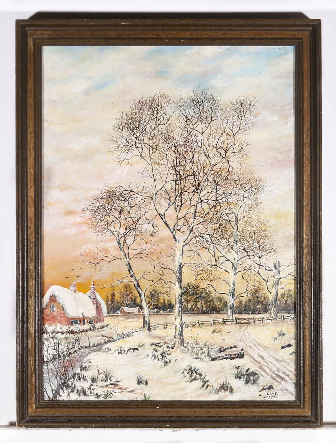 H. S. Lane - 1915 Oil, Winter Snow For Sale 4
