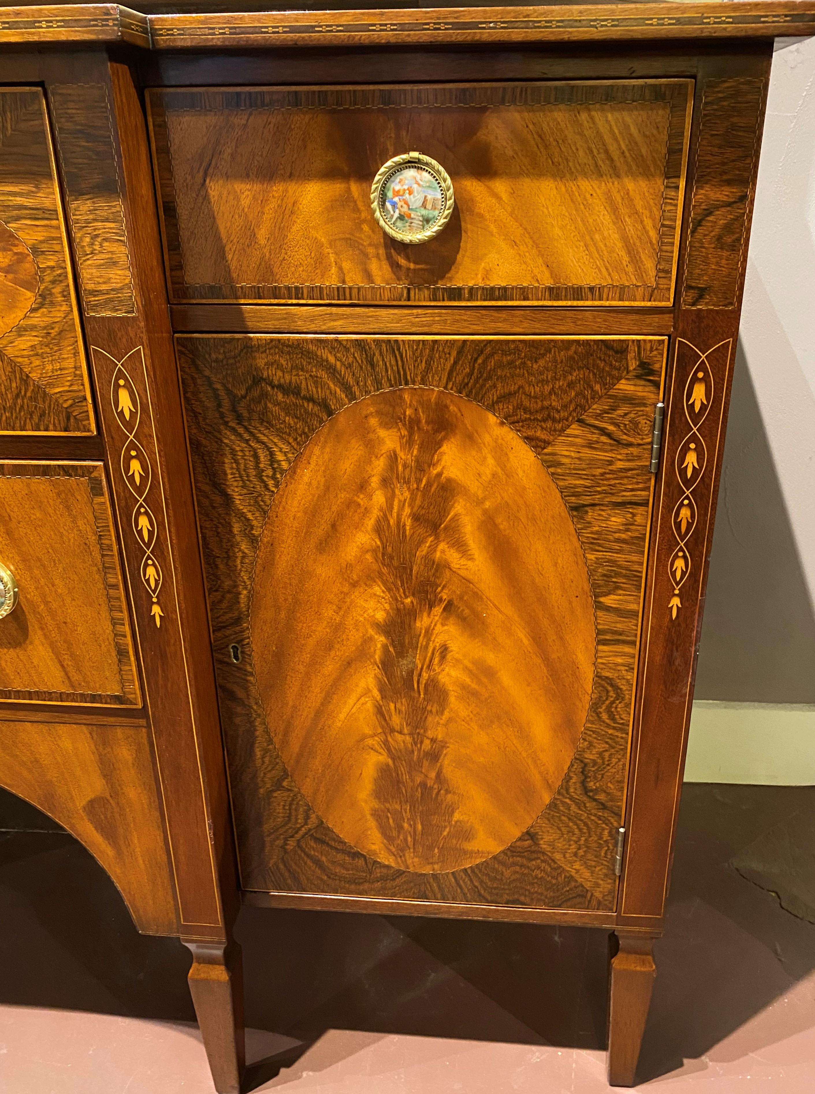 Brass H. Sacks & Sons Marlboro Manor Mahogany Inlaid Sideboard with Two Silver Drawers