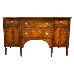 Vintage H. Sacks & Sons Marlboro Manor Mahogany Inlaid Sideboard with Two Silver Drawers