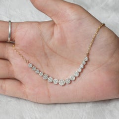 H/SI Diamond 14k Yellow Gold Diamond Choker Necklace Fine Jewelry