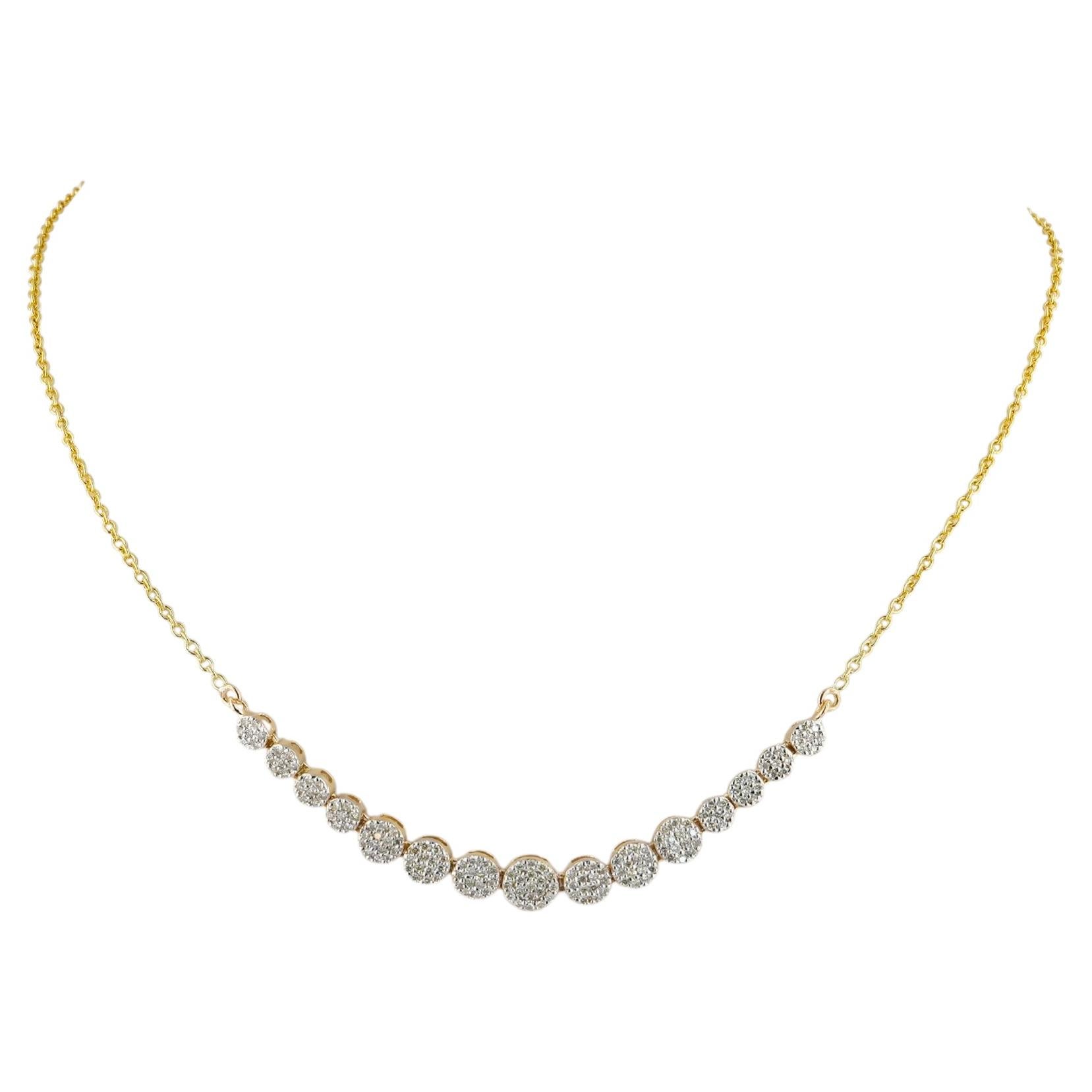 Collar gargantilla de oro amarillo de 14k con diamantes de H/SI. Joyería fina