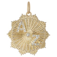H/SI Diamond Custom Initials 14k Yellow Gold Vintage Inspired Pendant