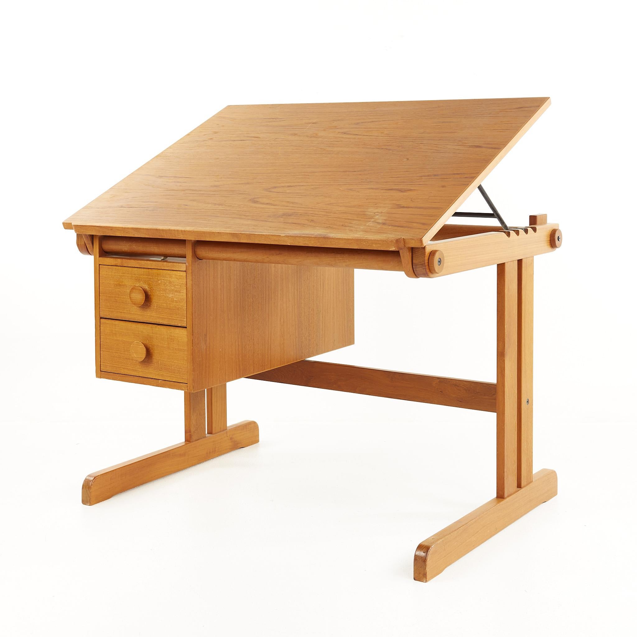 H. Sigh & Søns Mid Century Teak Adjustable Drafting Desk 1