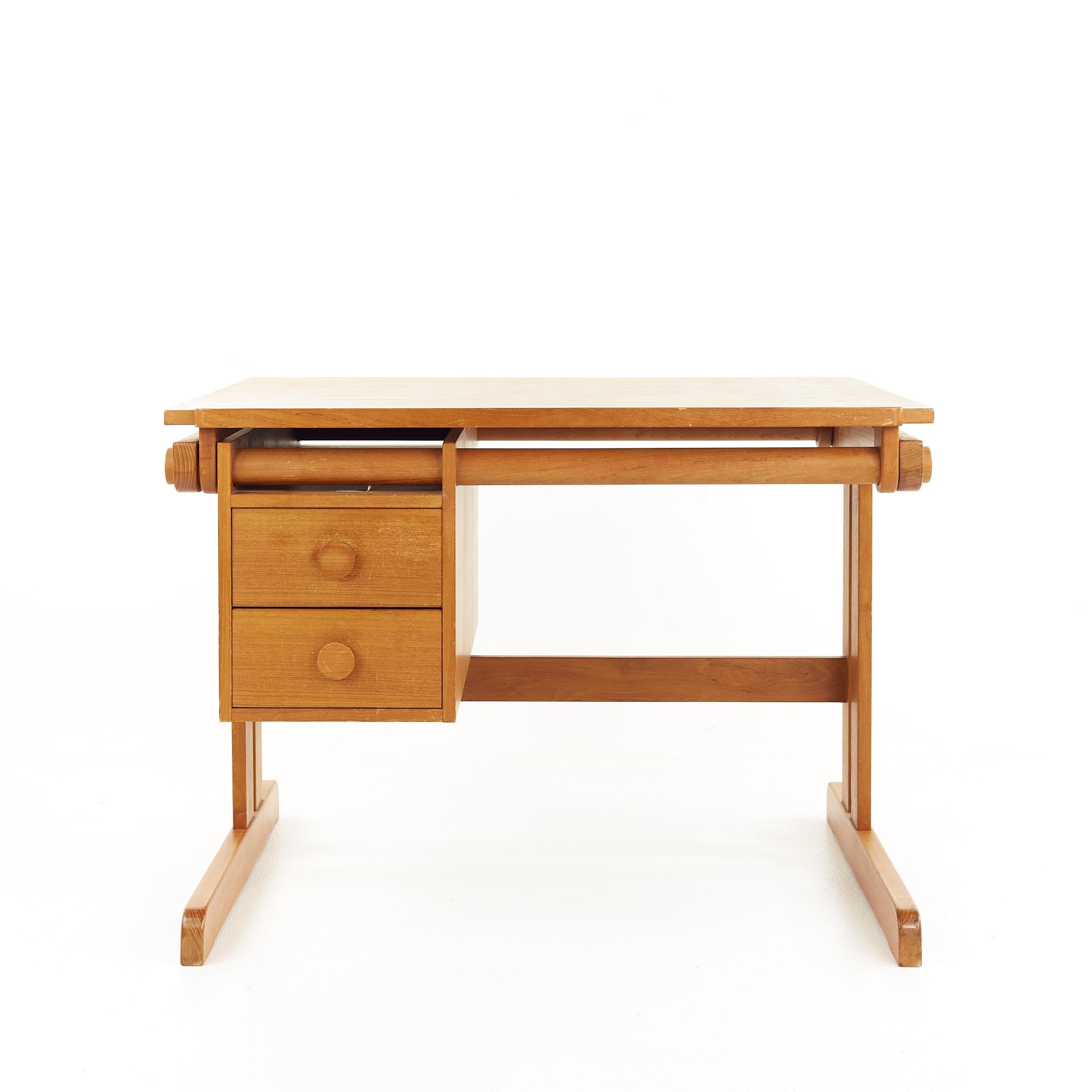 H. Sigh & Søns Mid Century teak adjustable drafting desk

The desk measures: 38.25 wide x 29 deep x 28.25 inches high, with a chair clearance of 24 inches 

All pieces of furniture can be had in what we call restored vintage condition. That