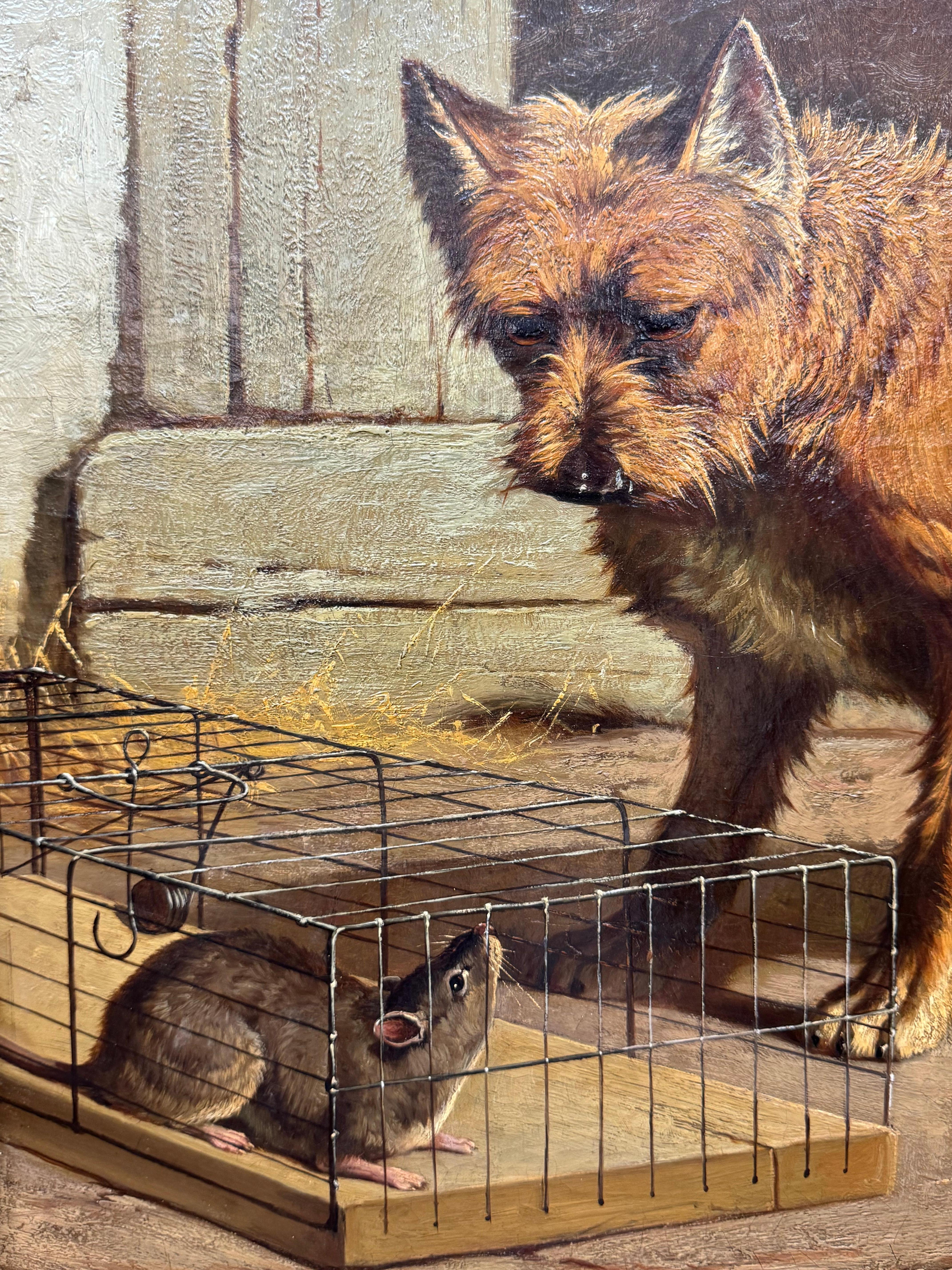 H. Simon 1879, Two Friends, Terrier with Rat Trapped For Sale 4