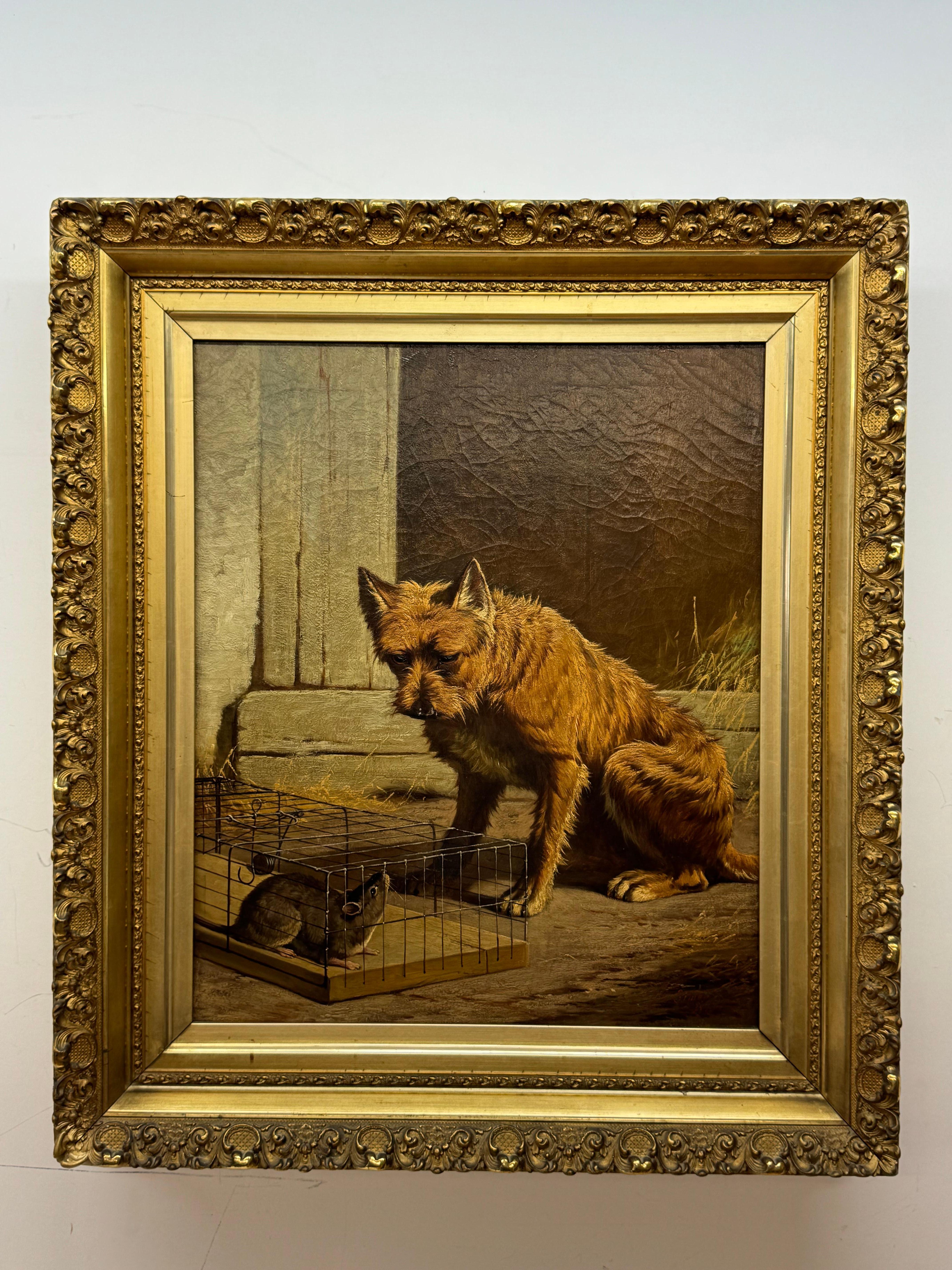 H. Simon 1879, Two Friends, Terrier with Rat Trapped

Oil on canvas

Gilded frame

20 x 24 unframed, 27 x 31 framed