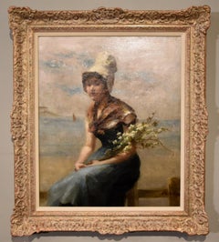 Antique Oil Painting by H. Sinclair Jackson "A Cornish Lass"