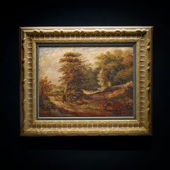 H. Stannava 19th Century Oil Painting of canvas with rural scene