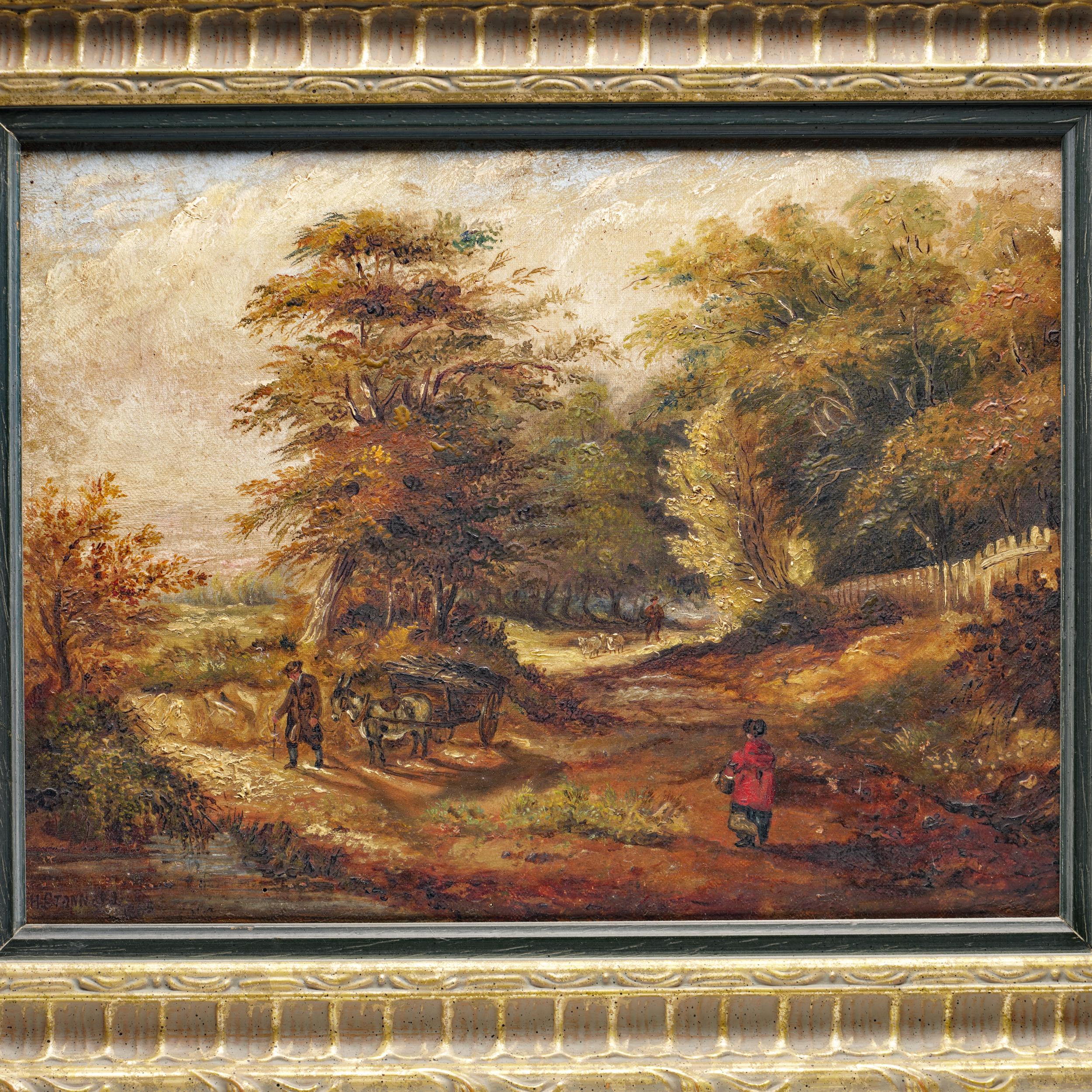 European H. Stannava 19th Century Oil Painting of canvas with rural scene For Sale