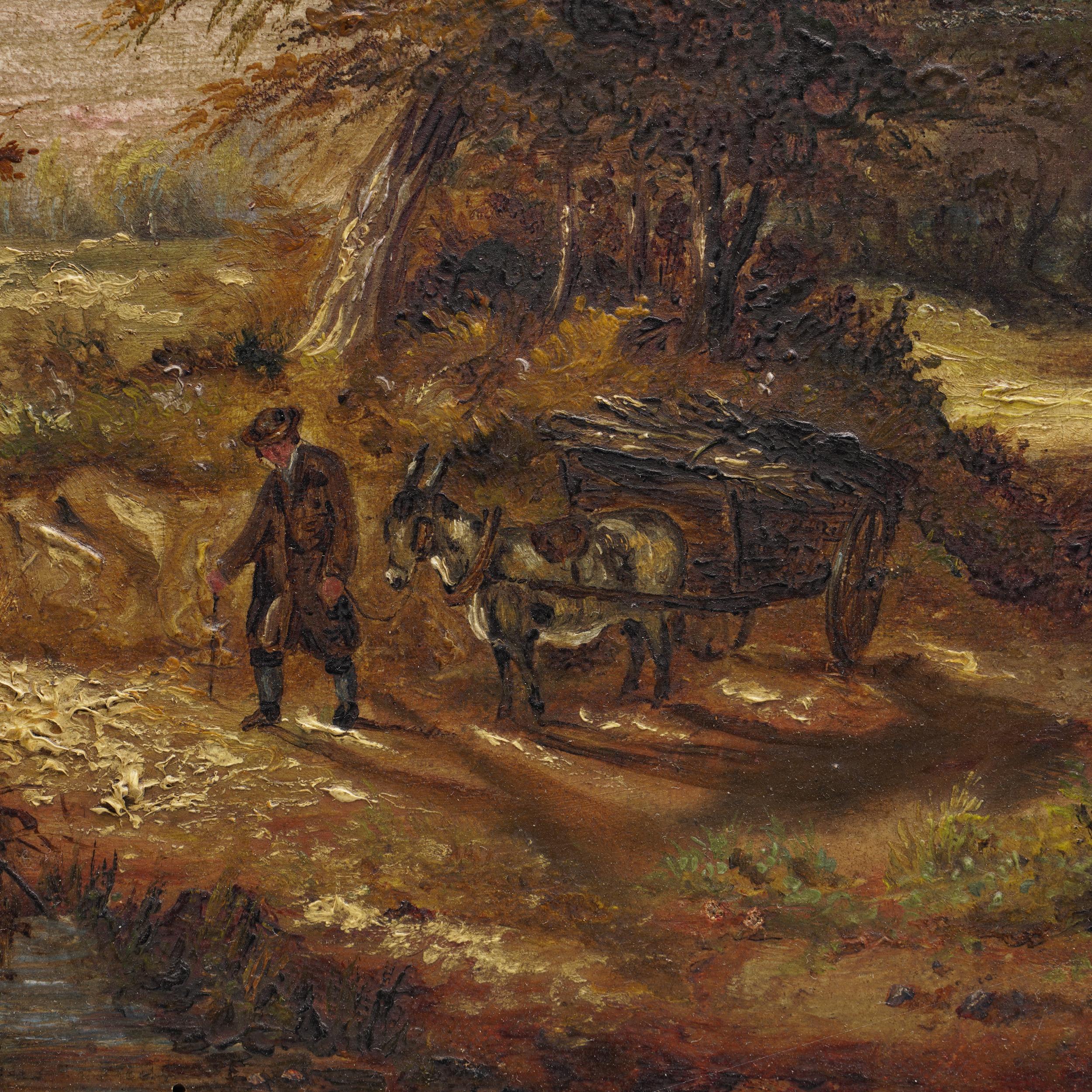 Mid-19th Century H. Stannava 19th Century Oil Painting of canvas with rural scene For Sale