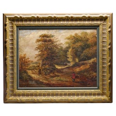 Antique H. Stannava 19th Century Oil Painting of canvas with rural scene