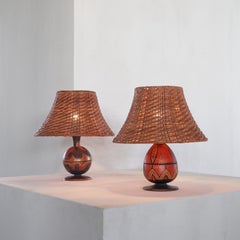 H. Steinpatz Pair of Hand Painted Amsterdamse School Arts and Crafts Table Lamps