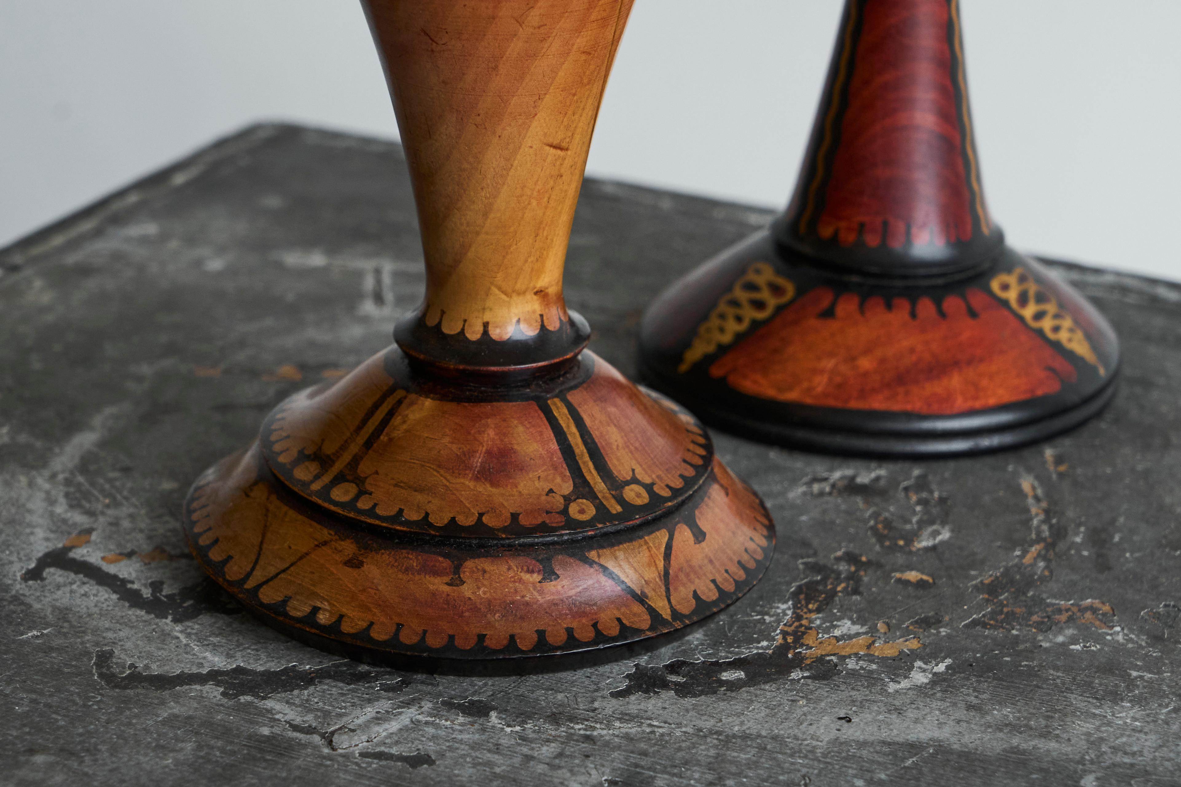 Arts and Crafts H. Steinpatz Paire de lampes de table de l'école d'Amsterdam peintes à la main, années 1920 en vente