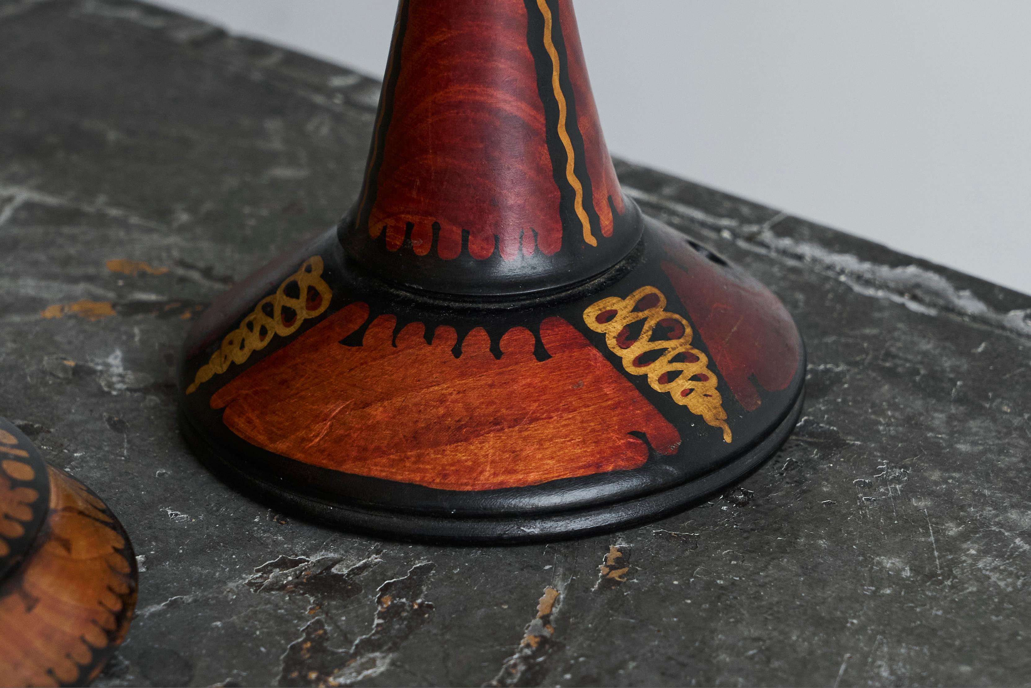 Fait main H. Steinpatz Paire de lampes de table de l'école d'Amsterdam peintes à la main, années 1920 en vente