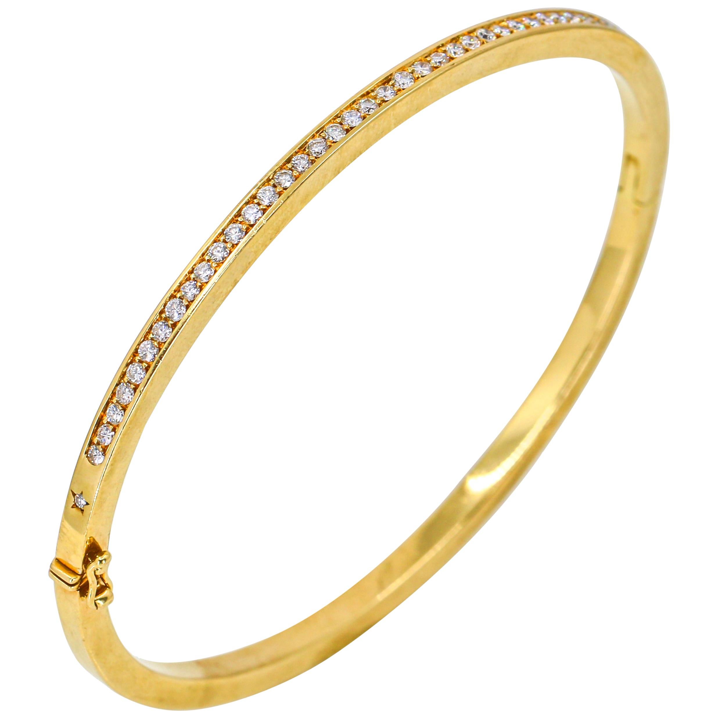 H. Stern 1.00 Carat 18 Karat Yellow Gold Diamond Bangle Bracelet For Sale