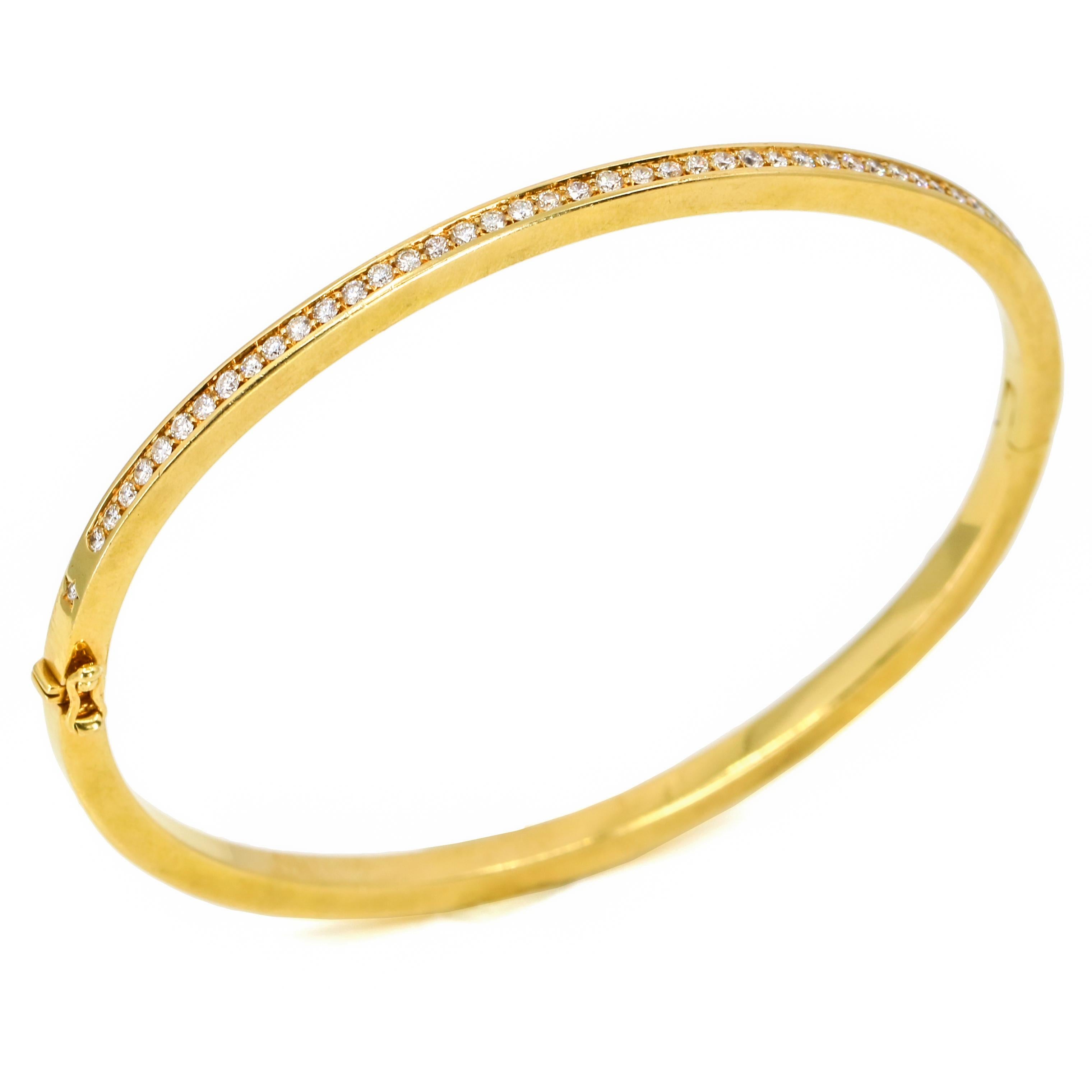 Women's H. Stern 1.00 Carat 18 Karat Yellow Gold Diamond Bangle Bracelet For Sale