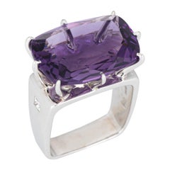 H Stern 10ct Amethyst Ring Sunrise Diamond Square Sz 5 Estate Fine Jewelry