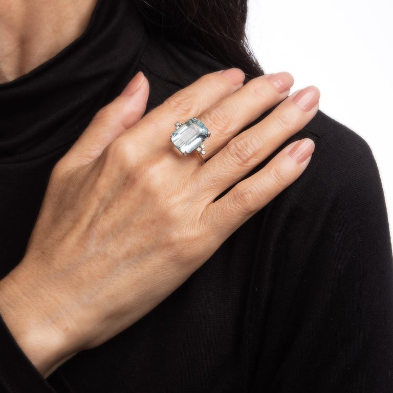 H Stern 13ct Aquamarine Ring Vintage 18k White Gold Fine Jewelry Brazil ...