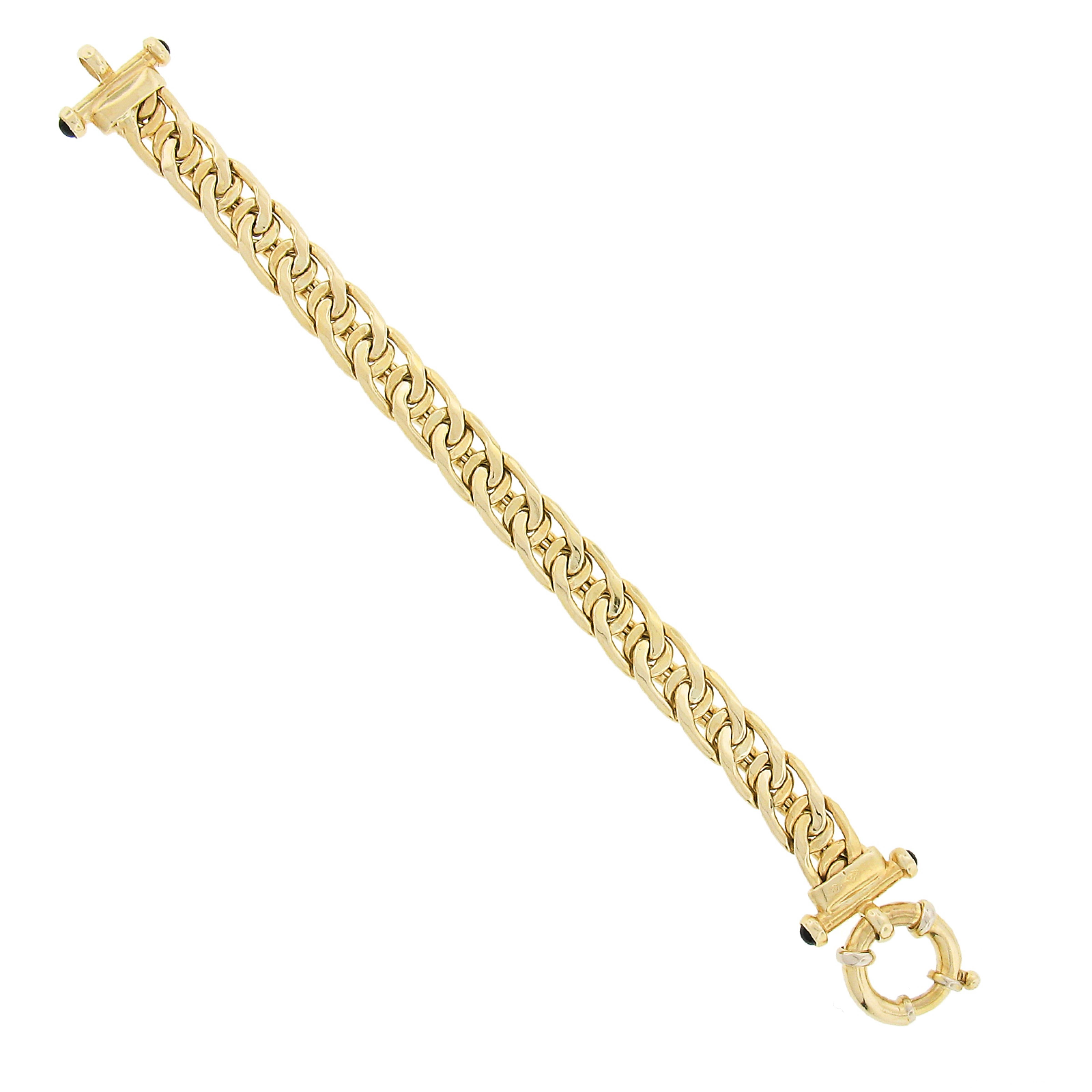 Cabochon H. Stern 14k Gold Puffed Bismark Link W/ Black Onyx End Caps Bracelet