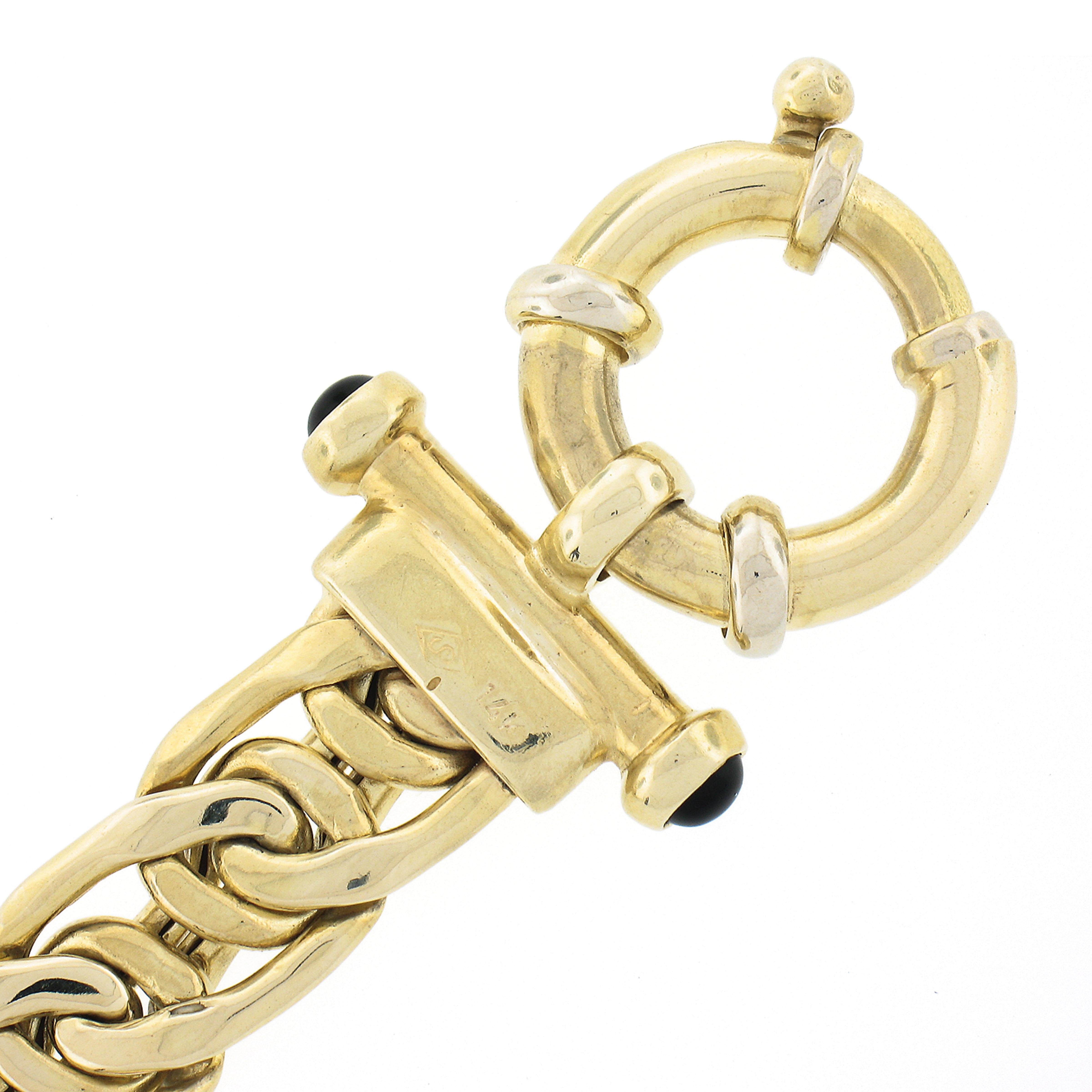 Women's H. Stern 14k Gold Puffed Bismark Link W/ Black Onyx End Caps Bracelet