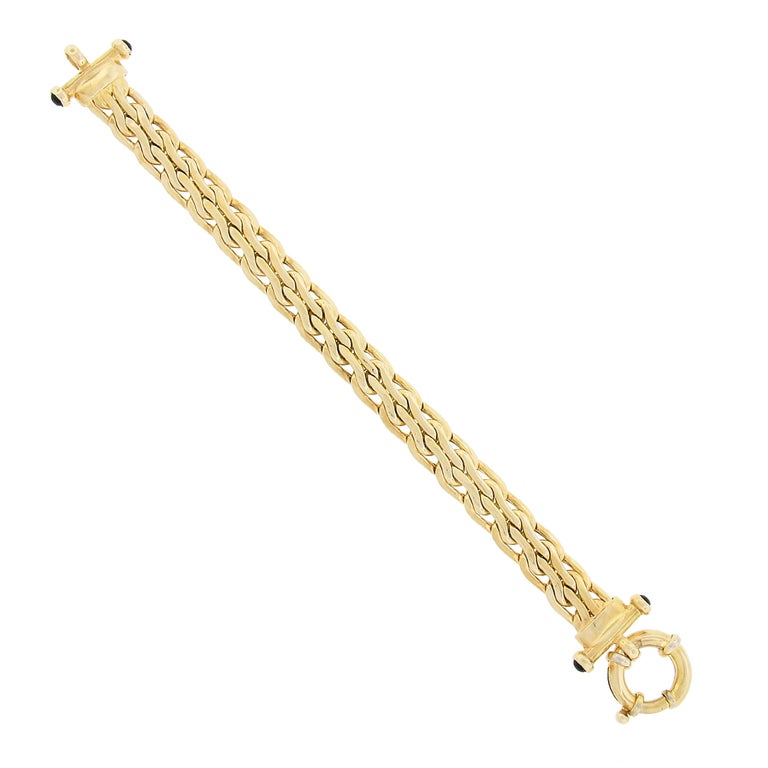 H. Stern 14k Gold Puffed Bismark Link W/ Black Onyx End Caps Bracelet ...