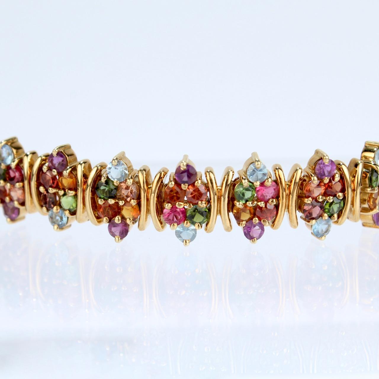 H. Stern 18 Karat Gold and Multi-Color Gemstone Fancy Link Bracelet 3