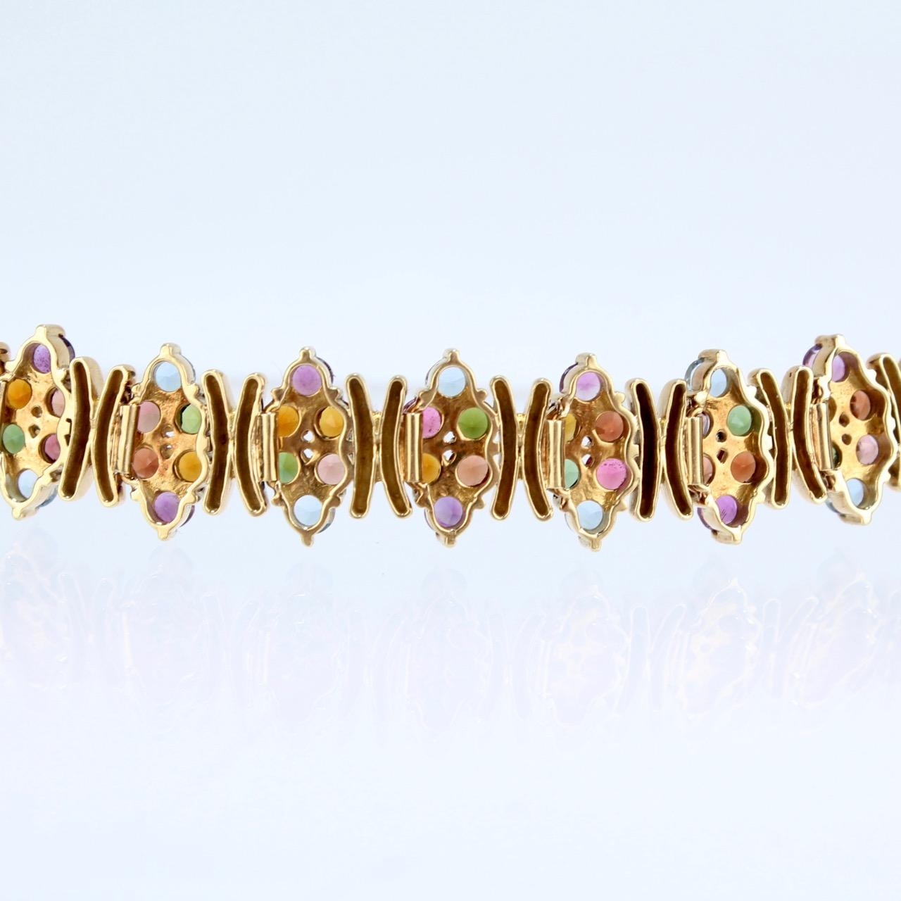 H. Stern 18 Karat Gold and Multi-Color Gemstone Fancy Link Bracelet 4