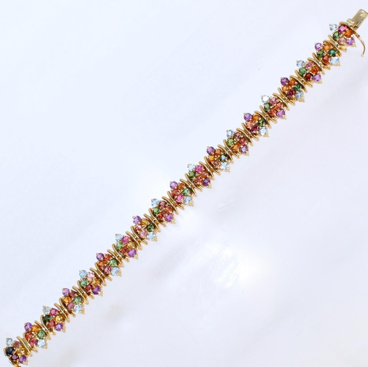 H. Stern 18 Karat Gold and Multi-Color Gemstone Fancy Link Bracelet 5