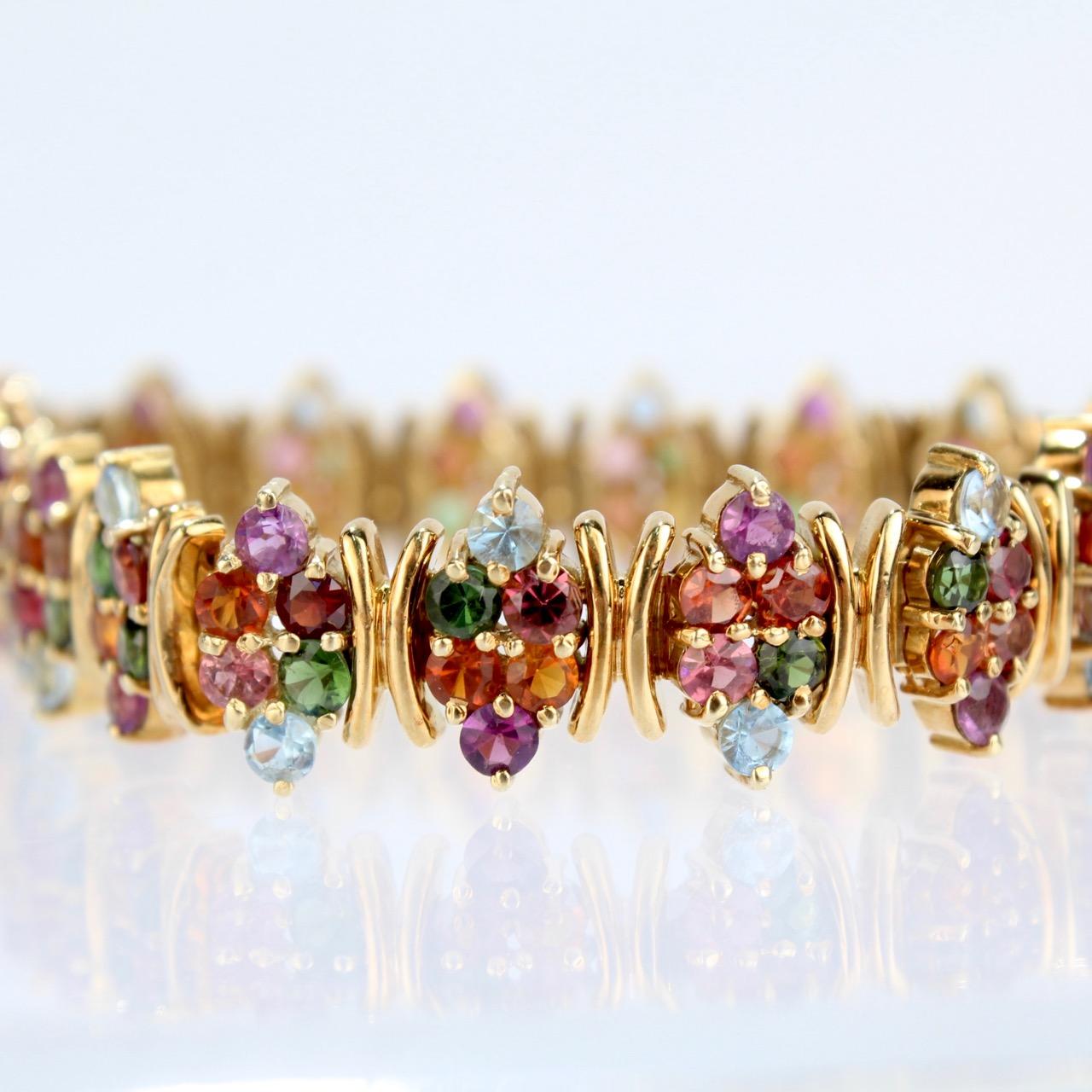 Modern H. Stern 18 Karat Gold and Multi-Color Gemstone Fancy Link Bracelet