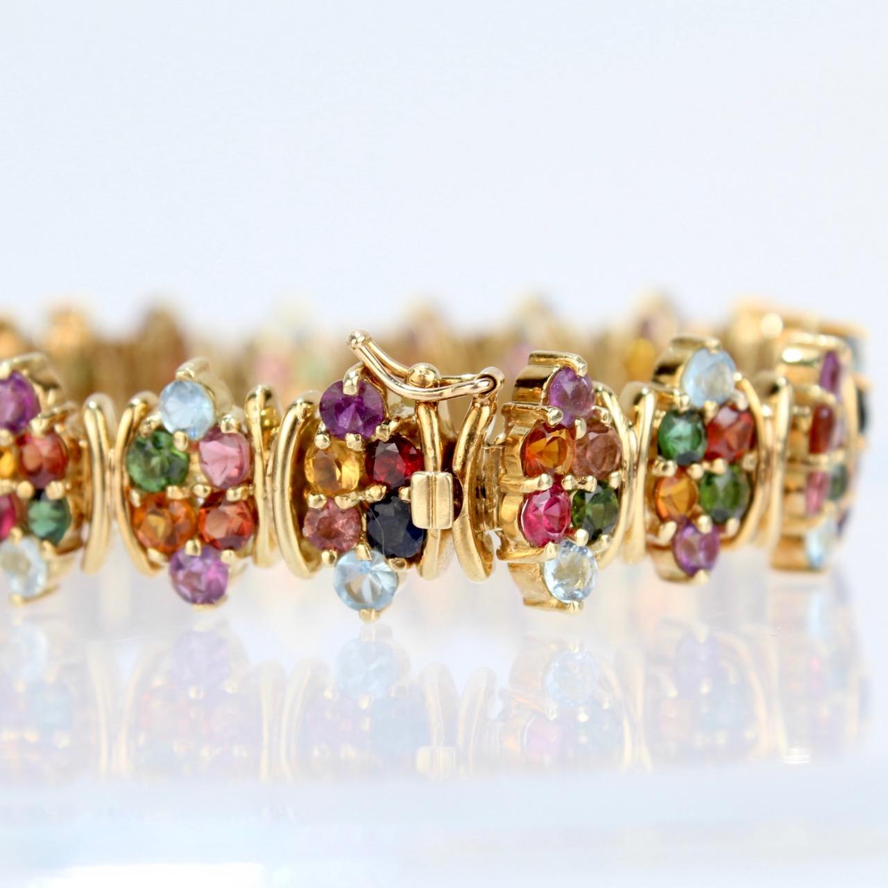 H. Stern 18 Karat Gold and Multi-Color Gemstone Fancy Link Bracelet In Good Condition In Philadelphia, PA